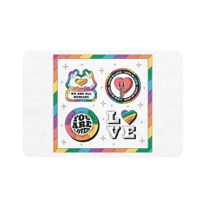 Hand Drawn Labels Collection Pride Month Celebration Pet Food Mat 12x18
