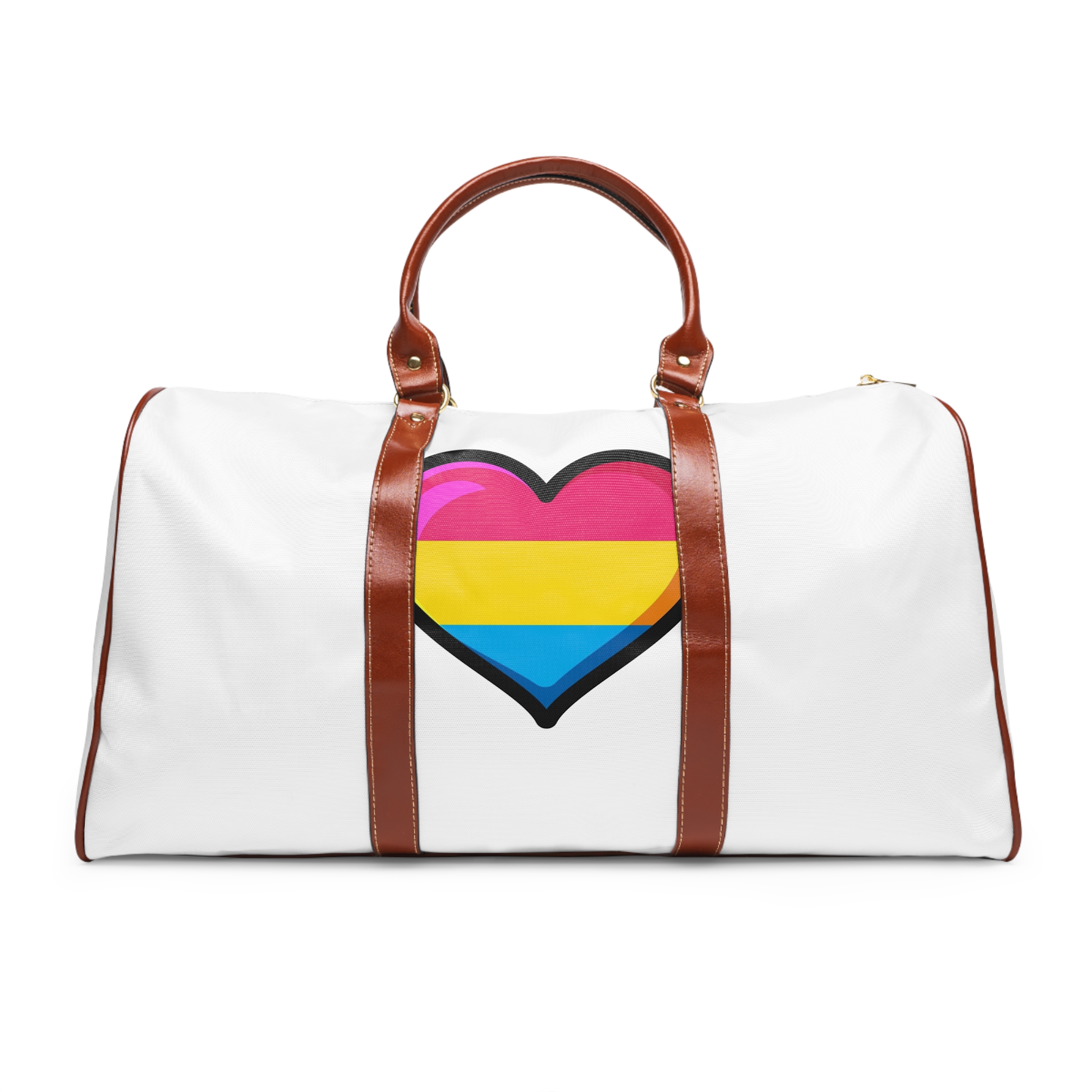 Pansexual Pride Flag Heart Shape Vector Illustration Waterproof Travel Bag