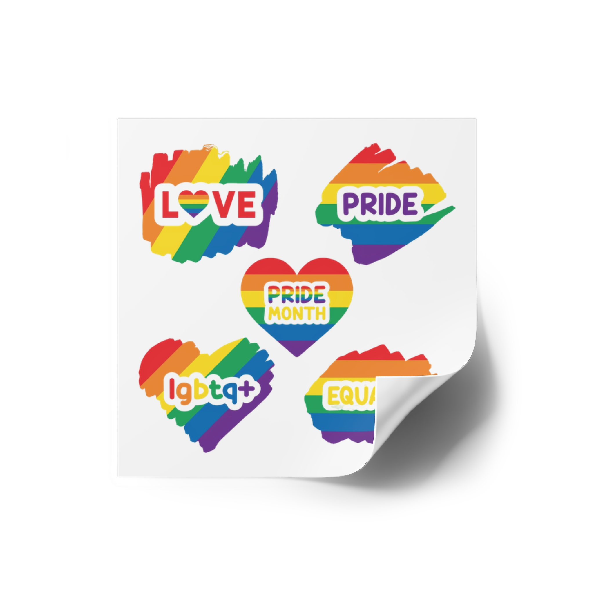 Pride Month Stickers Rainbow Lgbtq Flag Love Equality Laminate Stickers Square - Image 14
