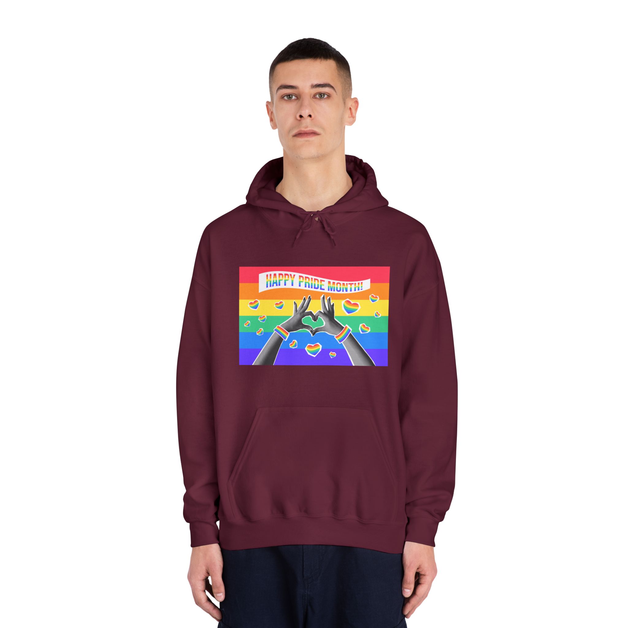 Lgbtq Pride Month Card Y2k Style Trendy Retro Collage Halftone Hands Unisex Dryblend Hooded Sweatshirt - Image 19