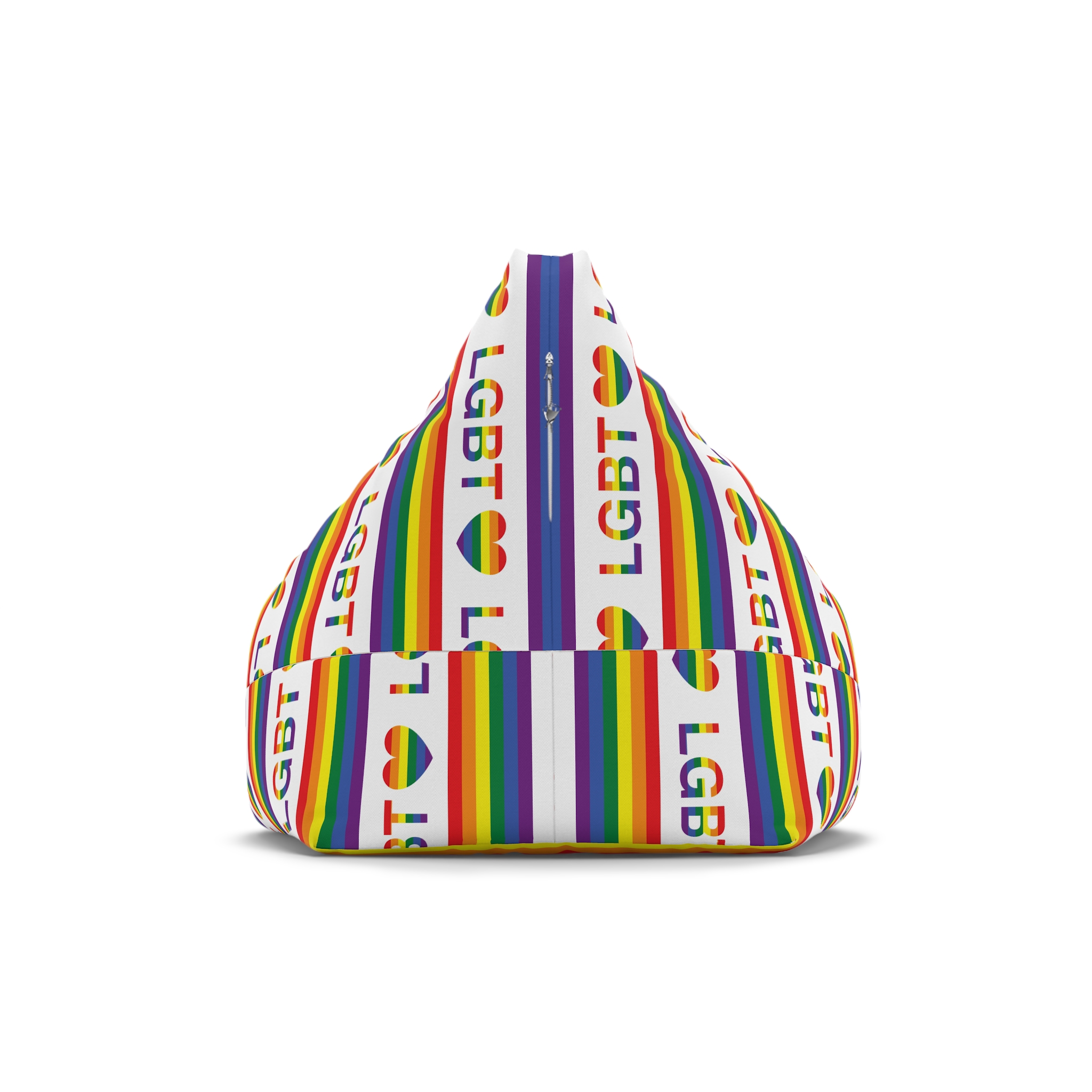 Lgbt Word Text Letter With Heart Rainbow Color Flag Isolated White Background Vector Illustration Bean Bag Chair Cover - Image 2