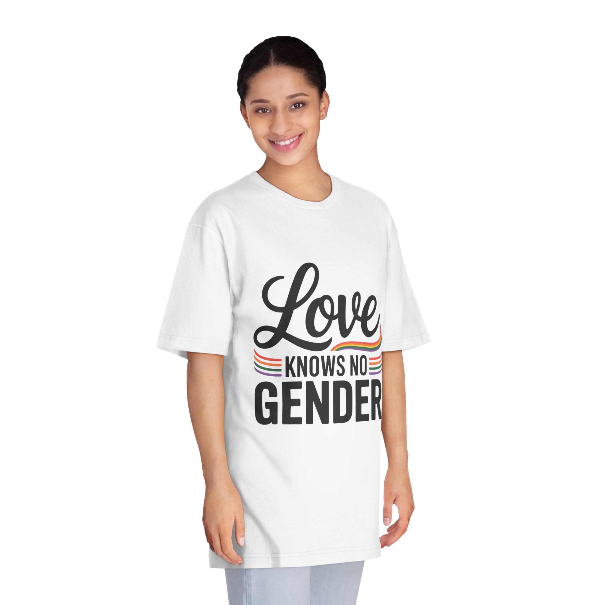 Love Knows No Gender T Shirt Design Isolated White Background 2 - Unisex Classic Crewneck T Shirt - Image 3