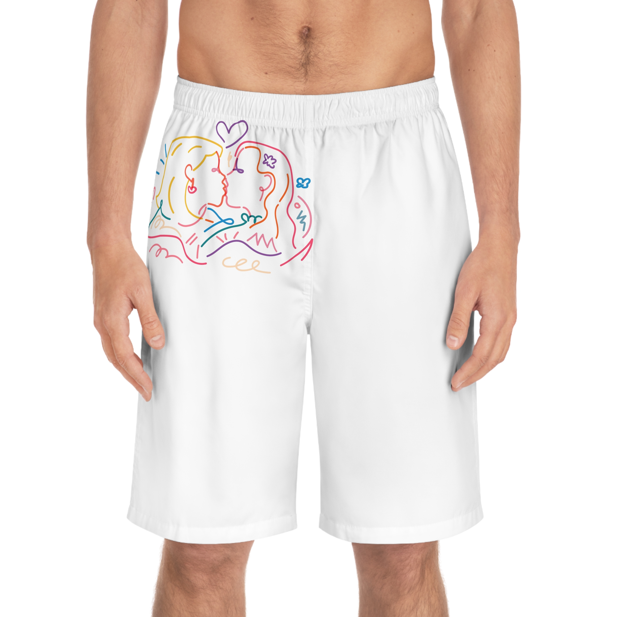 Lesbian Couple Kissing Clipart Gay Marriage Illustration Vector Mens Board Shorts Aop - Image 3