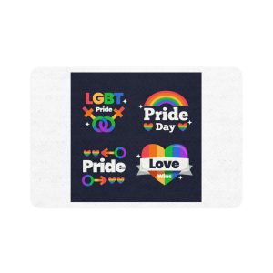 Flat Pride Day Badge Collection 3 Pet Food Mat 12x18