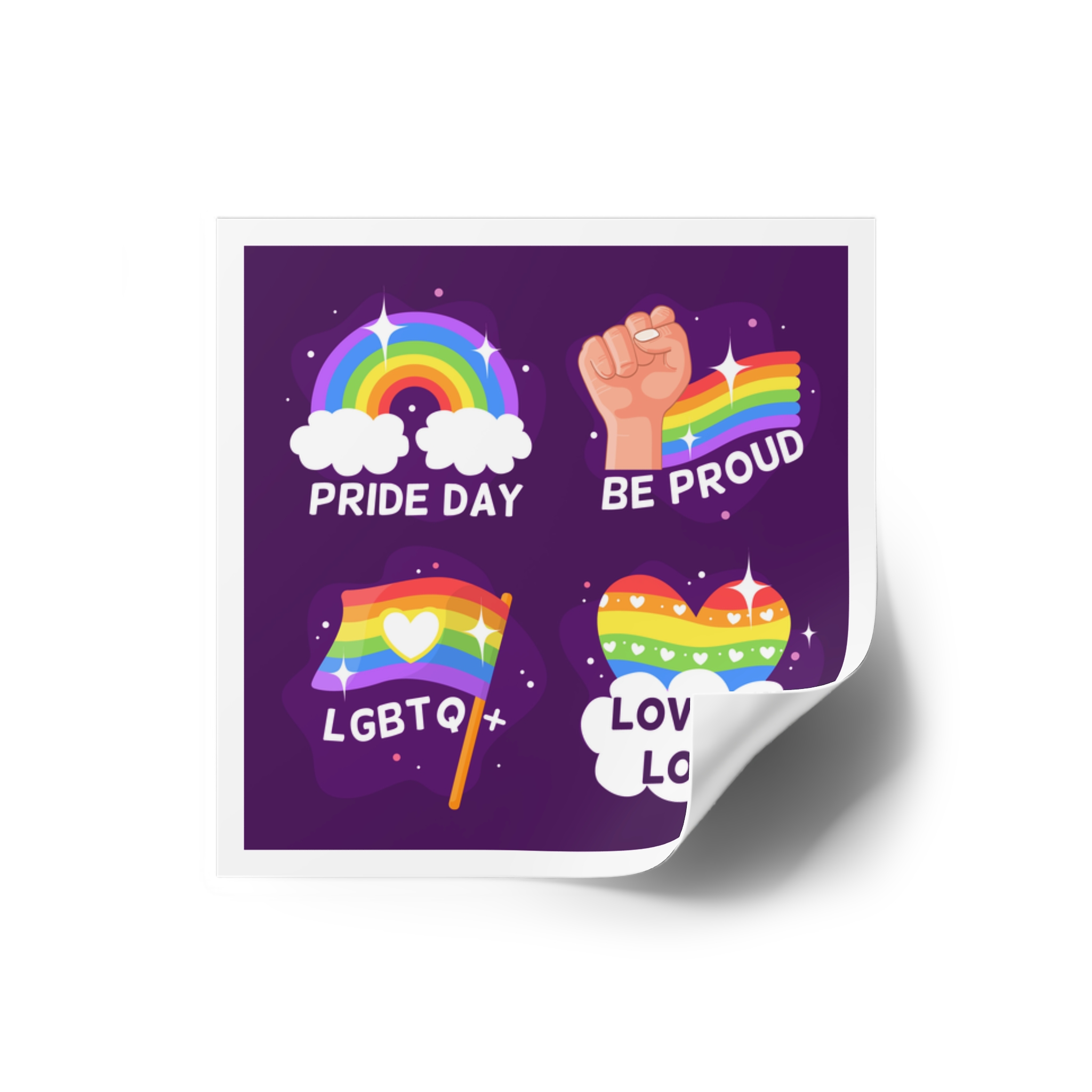 Pride Day Badges Collection Laminate Stickers Square - Image 2