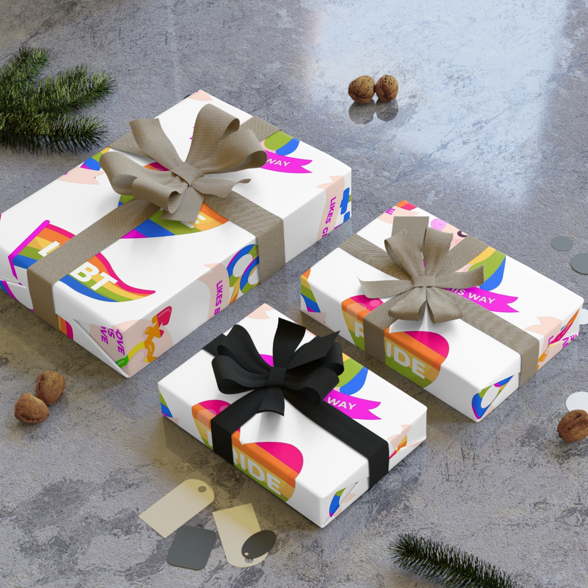 Pride Day Labels Set Gift Wrapping Paper Rolls 1pc - Image 4