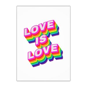Rainbow Word Love Is Love Typography Design Element Gift Wrapping Paper Sheets 1pc