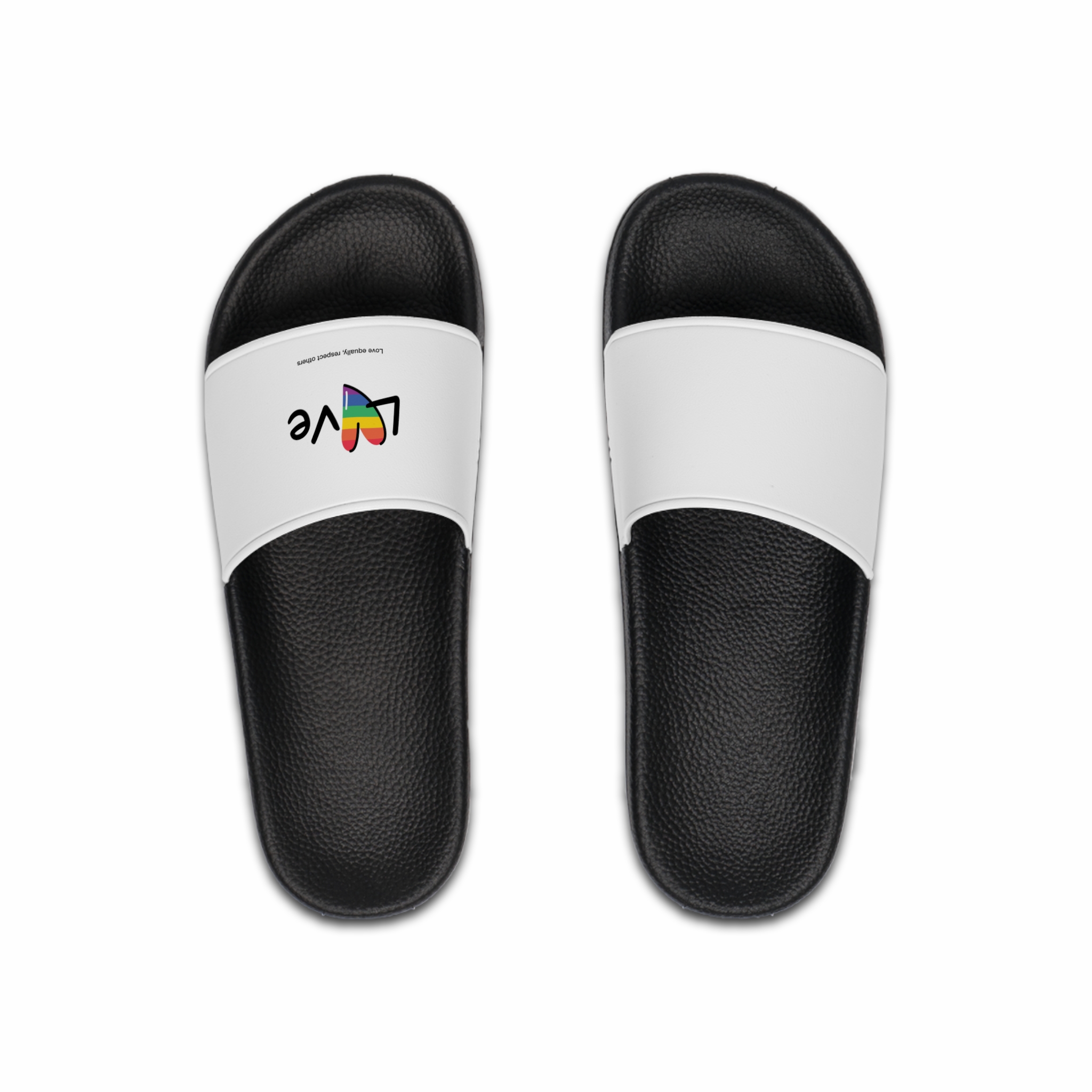 Love Letter Pride Rainbow Lettering Text Writing Pattern Freedom Love Heart Homo Colors Flag Parade(1) (1) Mens Slide Sandals