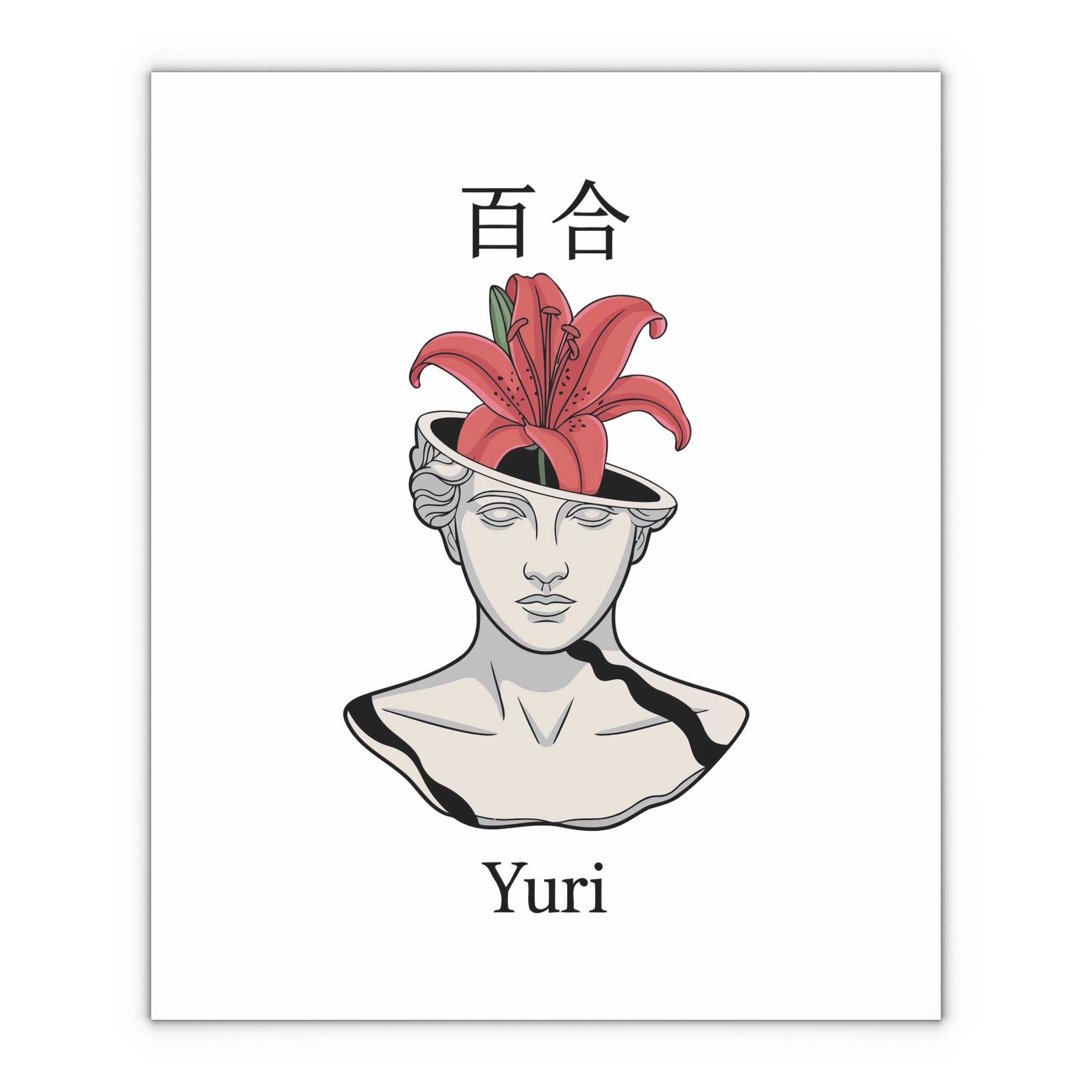Yuri Broken Bust With Blooming Lily Gift Wrapping Paper Sheets 1pc - Image 4