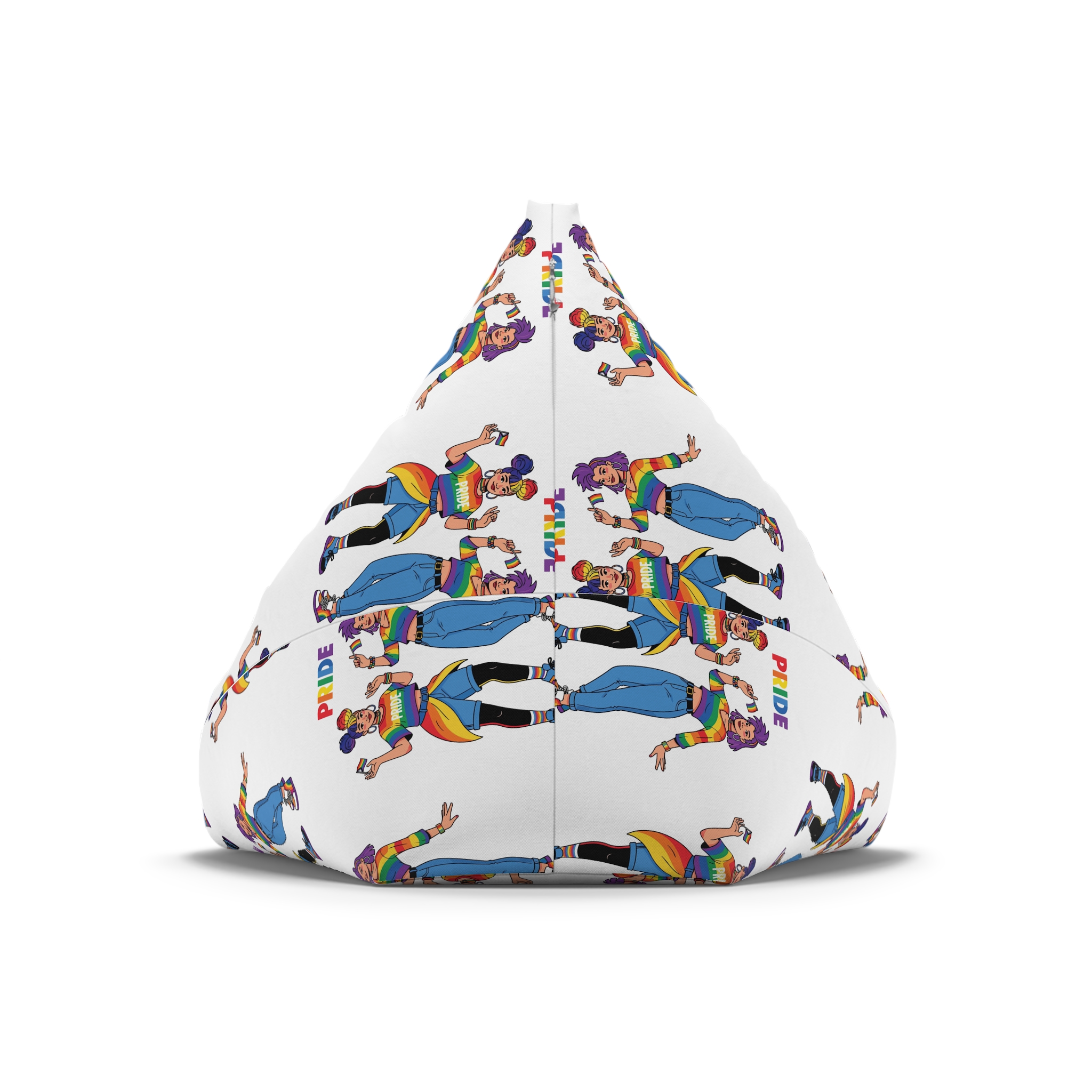 Two Diverse Young Women Celebrate Pride Month With Rainbow Flags Colorful Attire Bean Bag Chair Cover - Image 6