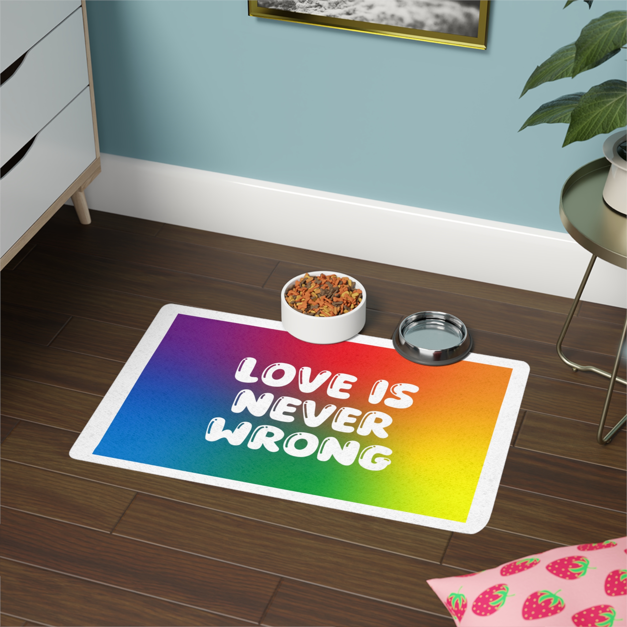 Horizontal Pride Month Vector Background Rainbow Colors Quote Typography Poster Banner Pet Food Mat 12x18 - Image 4