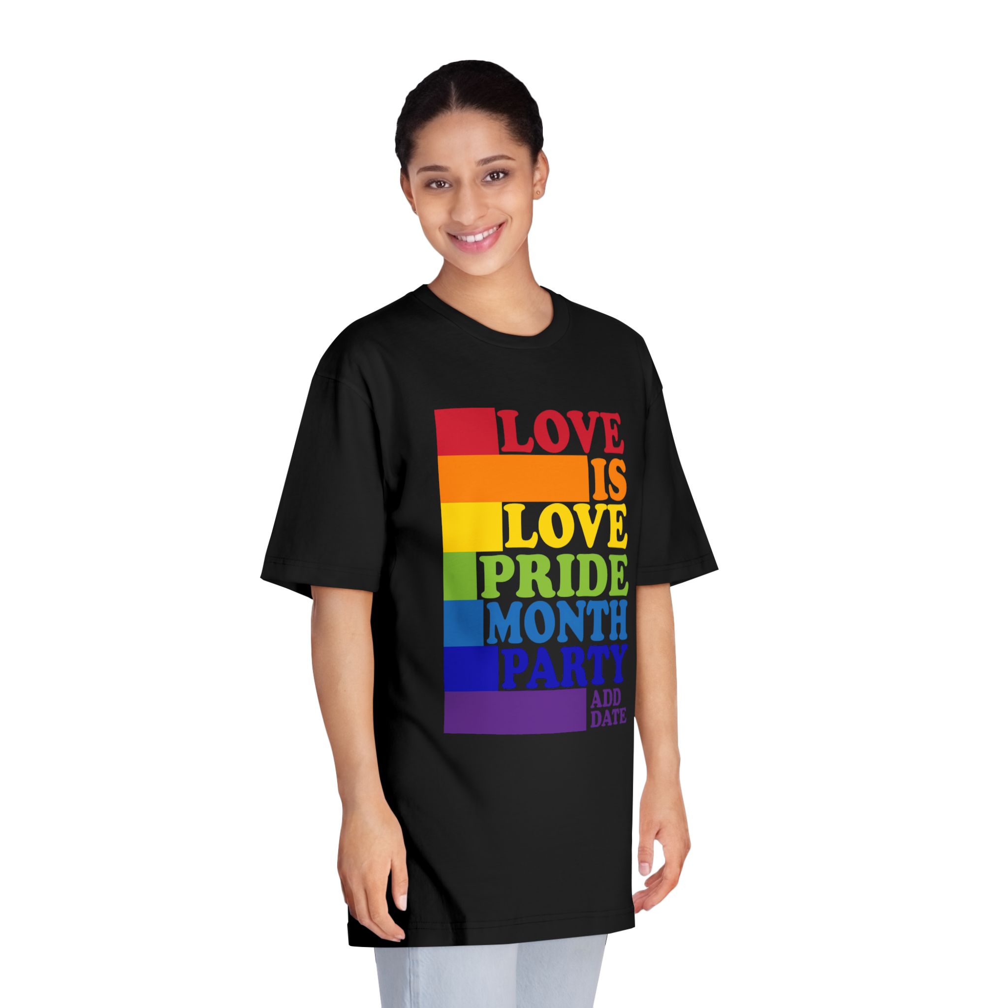 Love Is Love Pride Month Party Poster Flyer Social Media Post Design - Unisex Classic Crewneck T Shirt - Image 7