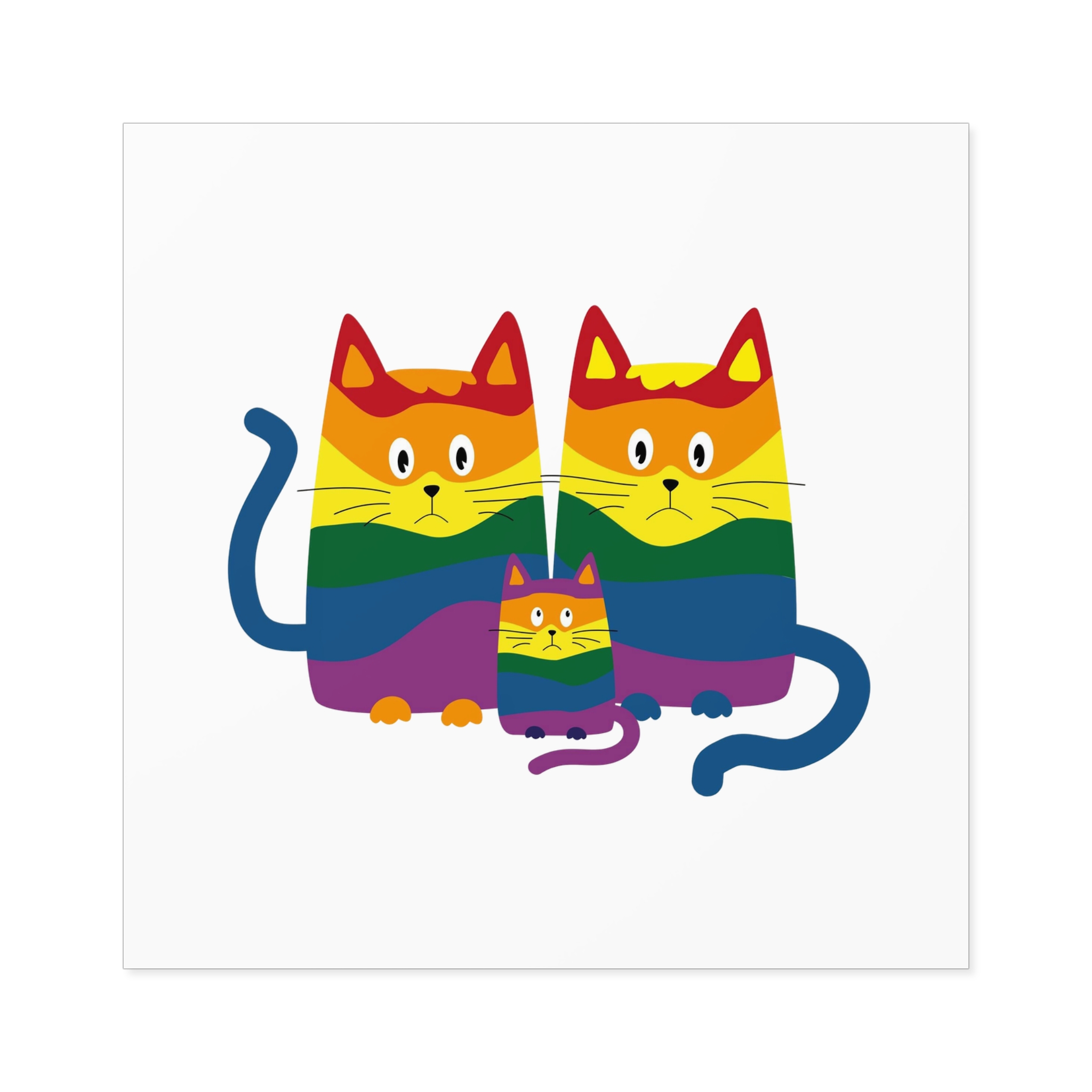 Lgbt Cats Samesex Love Like Everyone Else Cute Cartoon Cats Vector Copyspace Laminate Stickers Square - Image 33