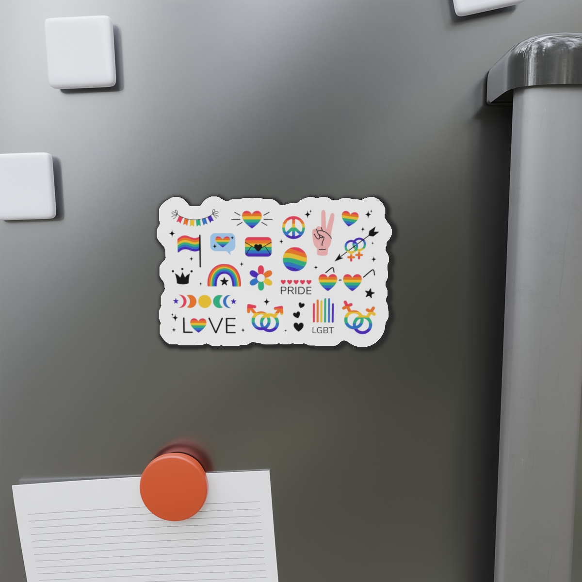 Lgbt Stickers Pack Doodle Style Lgbtq Set Lgbt Pride Community Symbols Rainbow Colored Element Die Cut Magnets - Image 11