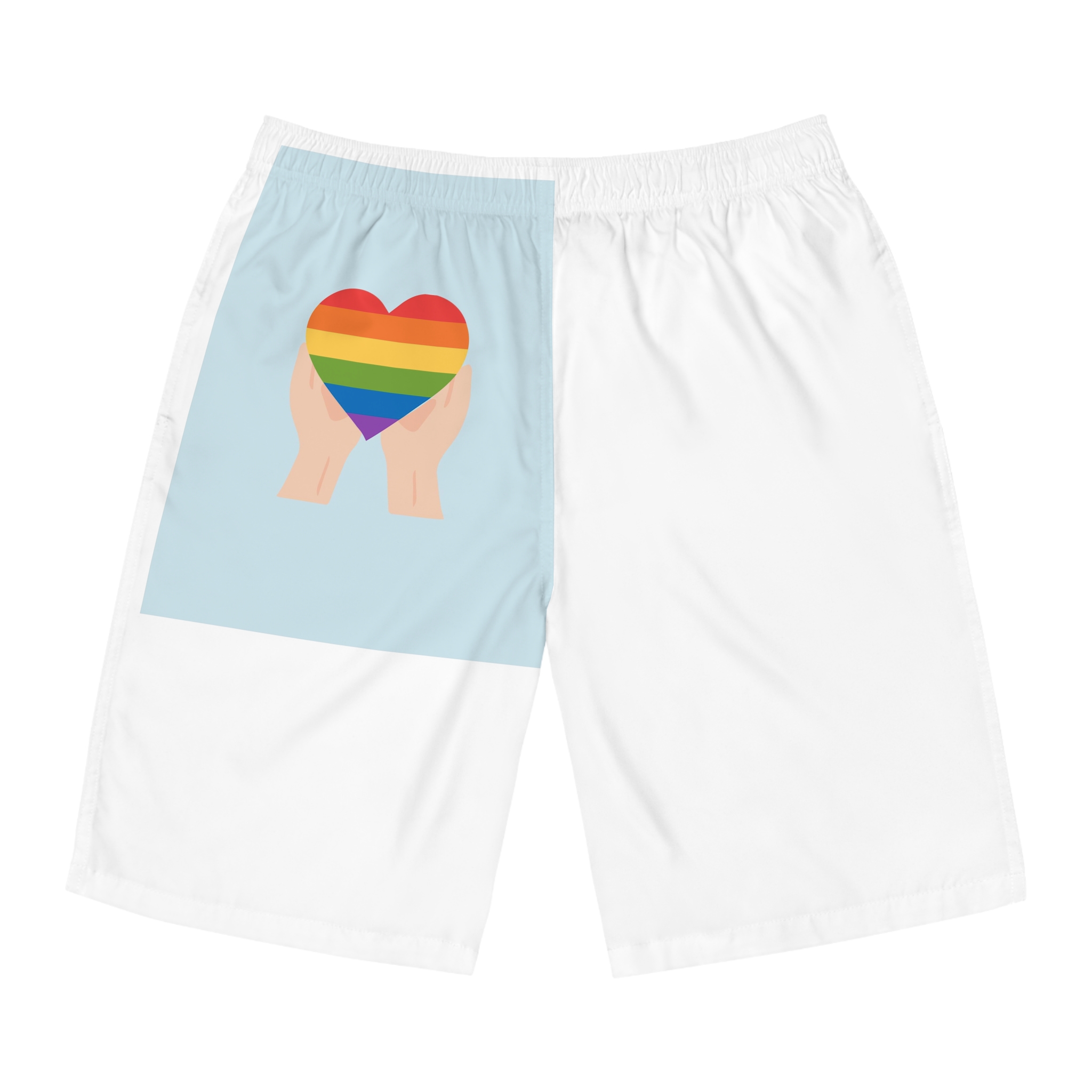 Pride Lgbt Card Support Love Poster That Says Rainbow Heart It Mens Board Shorts Aop