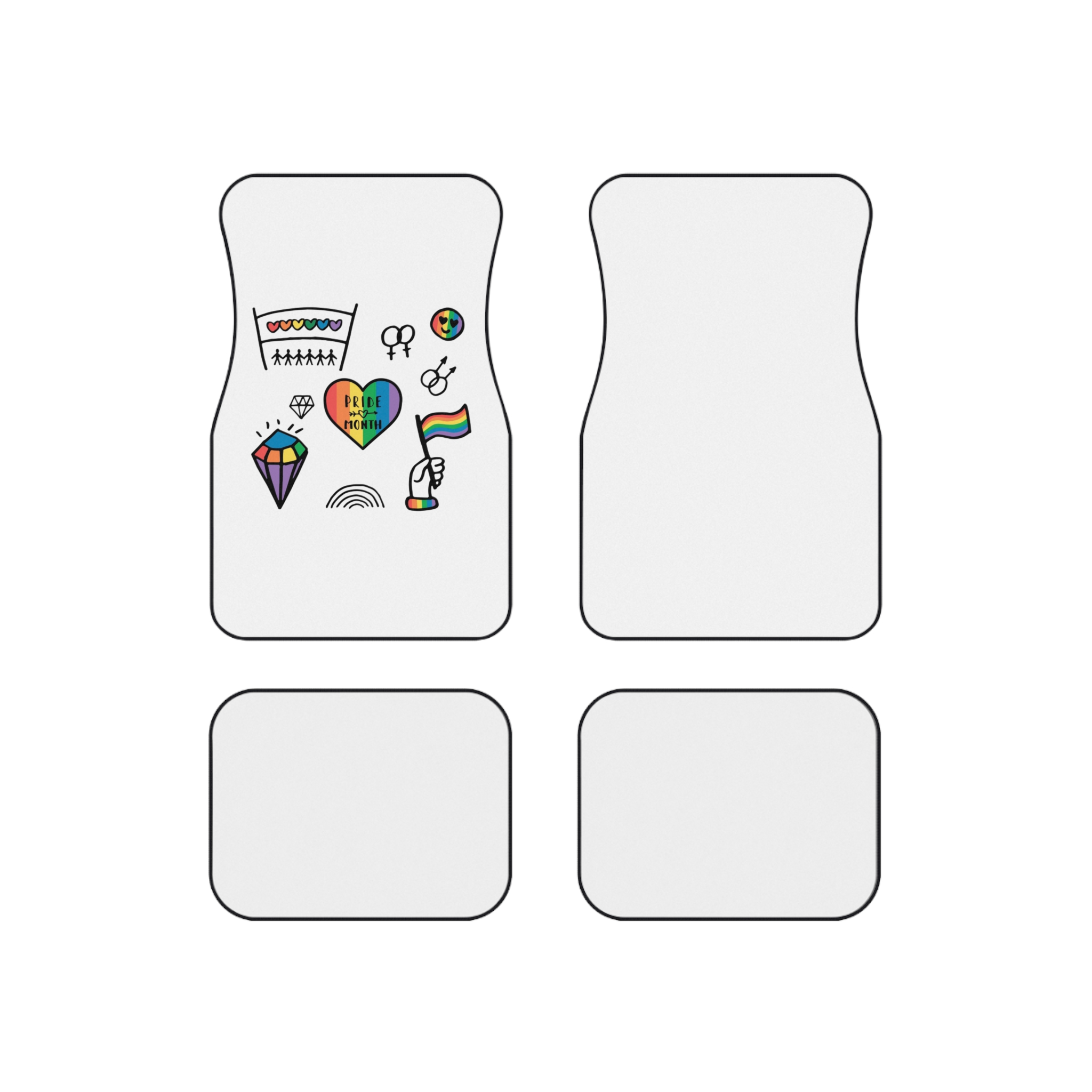 Lgbt Doodle Set Rainbow Flag Pride Month Vector Illustration Car Mats Set Of 4