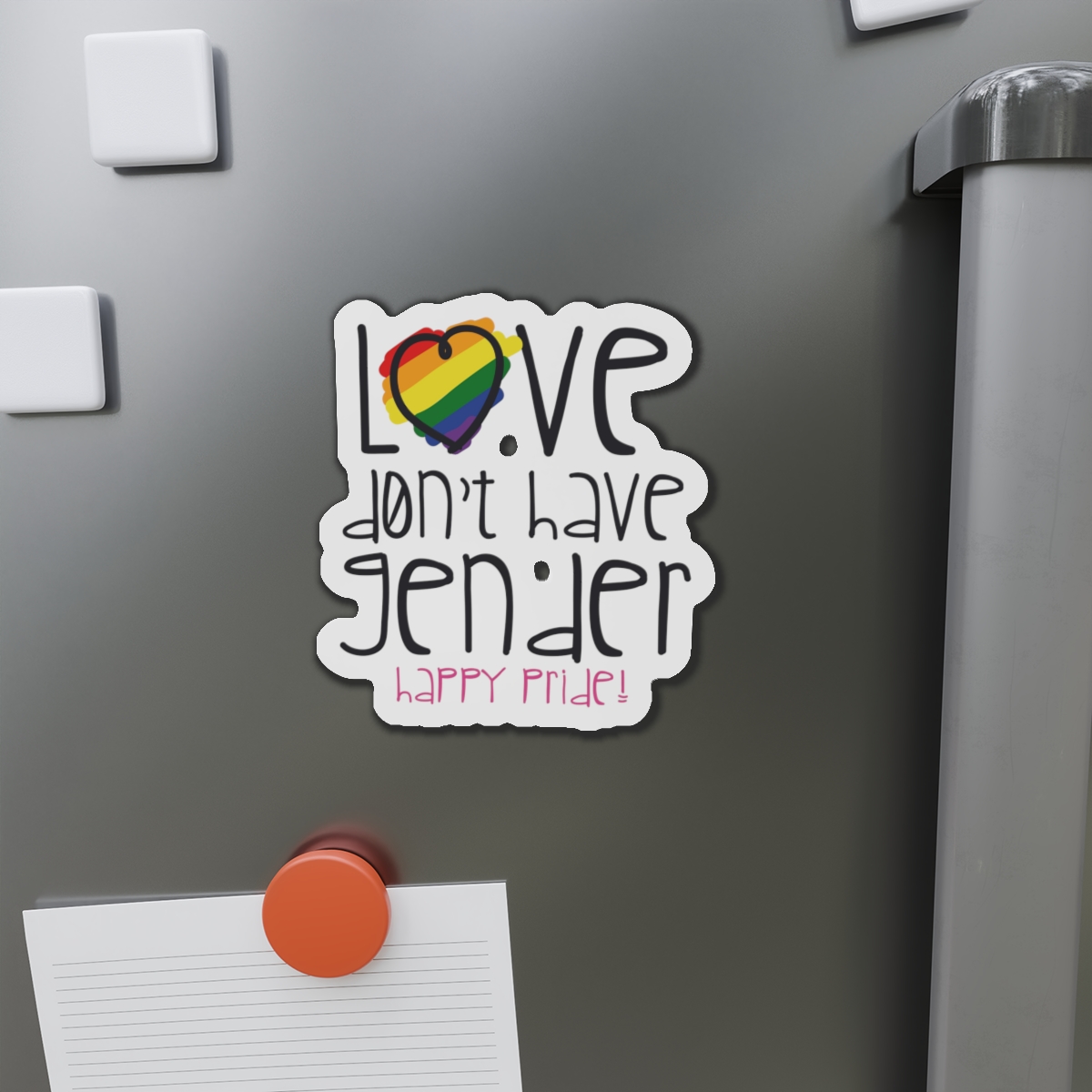 Design With Rainbow Colors Heart With Smile Encouraging Message Happy Pride Die Cut Magnets - Image 11