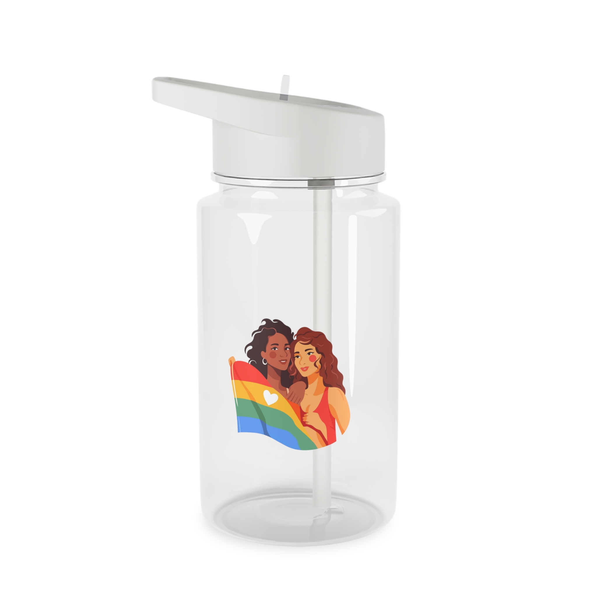 Portrait Lesbian Couple With Rainbow Flag Concept Lgbtq Tritan Water Bottle