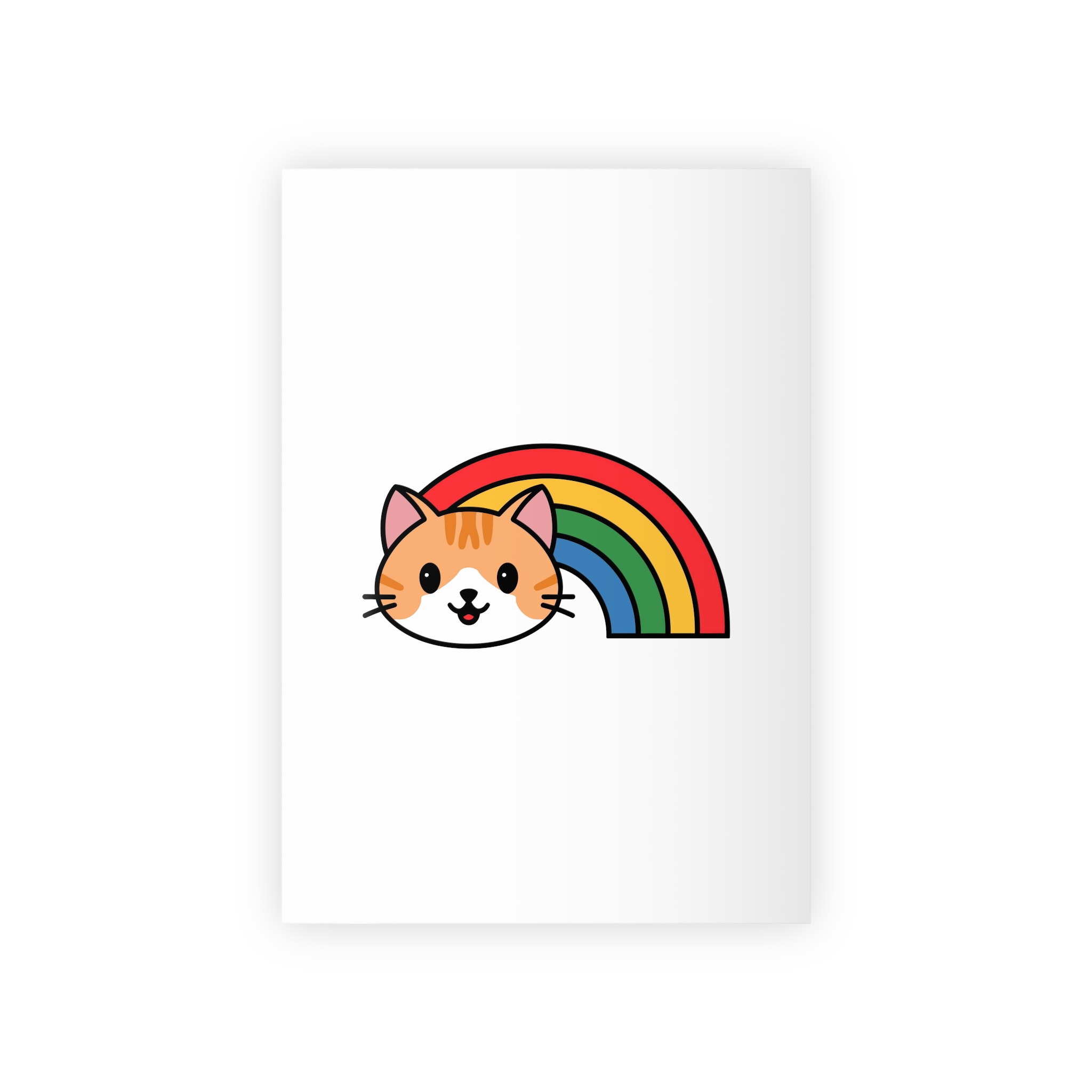 Cartoon Cat Head Illustration With Rainbow Happy Expression(1) Gift Wrapping Paper Rolls 1pc