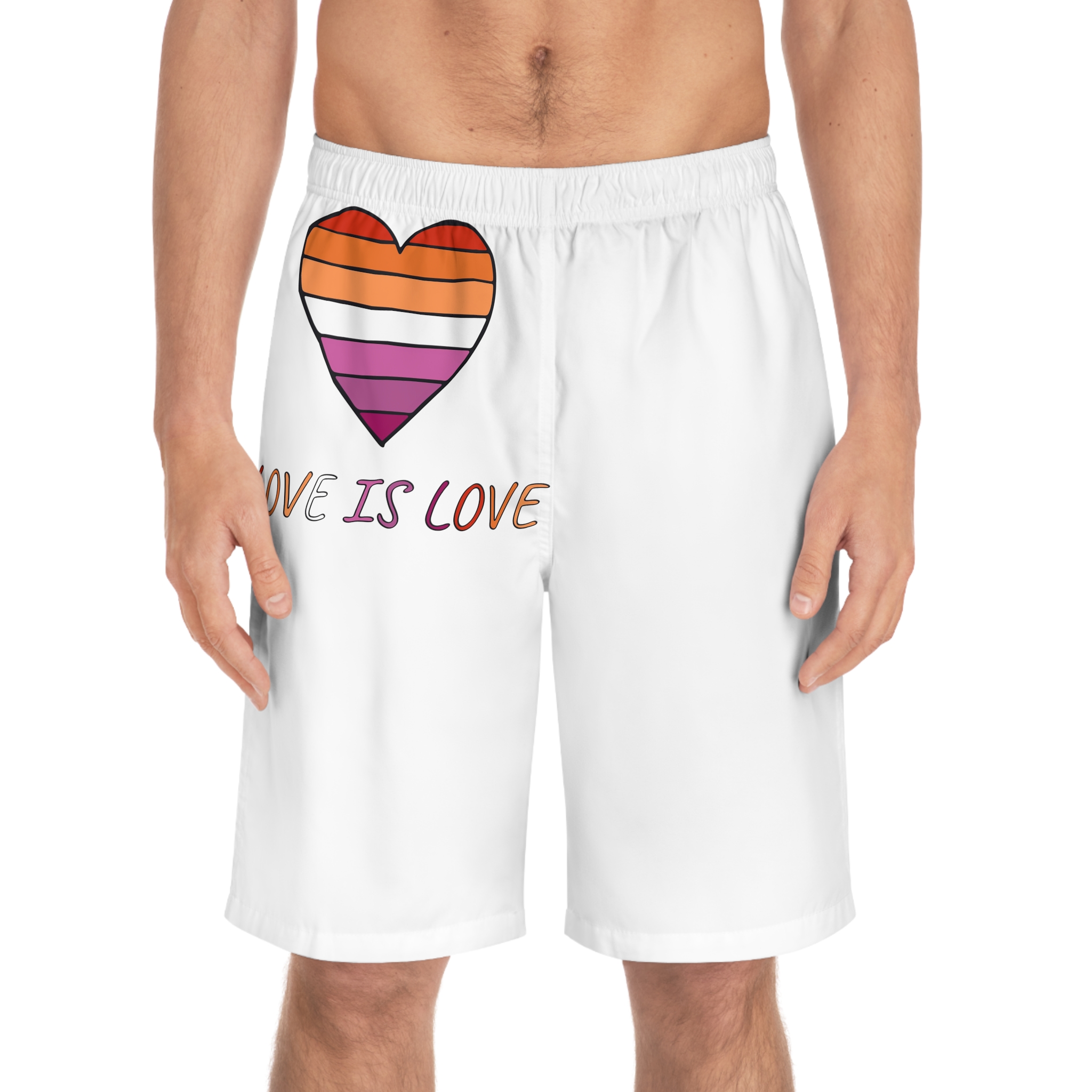 Colorful Heart Shape Lesbian Pride Flag Happy Pride Day Lgbtqia Community Pride Month Vector Hand Drawn Doodle Posters Stickers Logo Cards(1) Mens Board Shorts Aop - Image 3