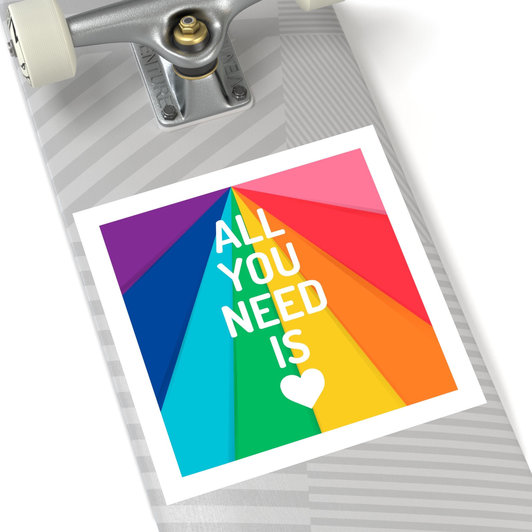 Rainbow Colored Background With All You Need Is Love Concept Pride Month Laminate Stickers Square - Image 52