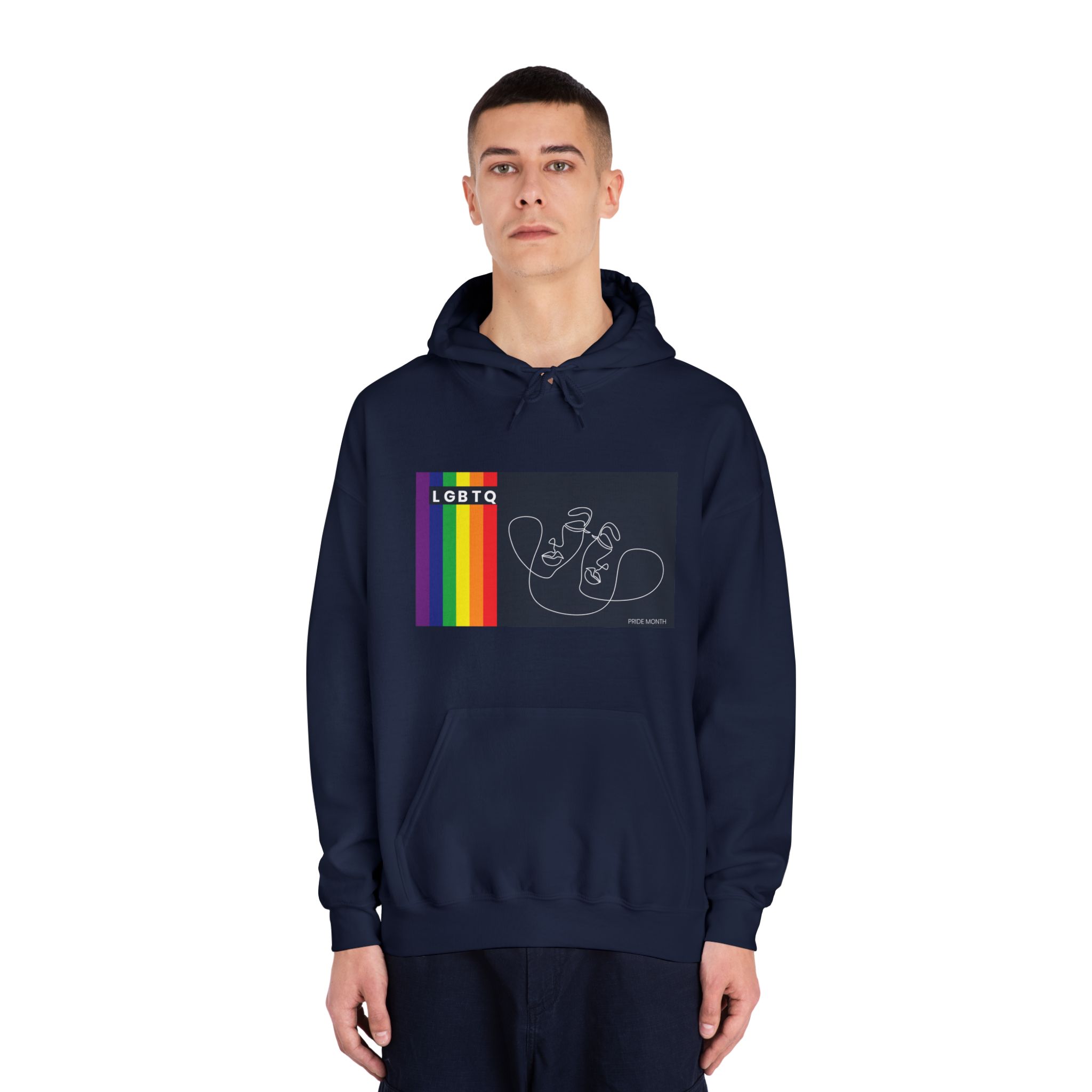 Lgbtq Pride Month Color Flag Dark Background With Female Couple Line Are Vector Illustration Unisex Dryblend Hooded Sweatshirt - Image 31