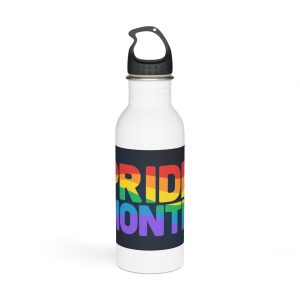 Lgbt Pride Rainbow Flag Lettering Banner Poster Social Media Pride Calligraphy With Stainless Steel Water Bottle