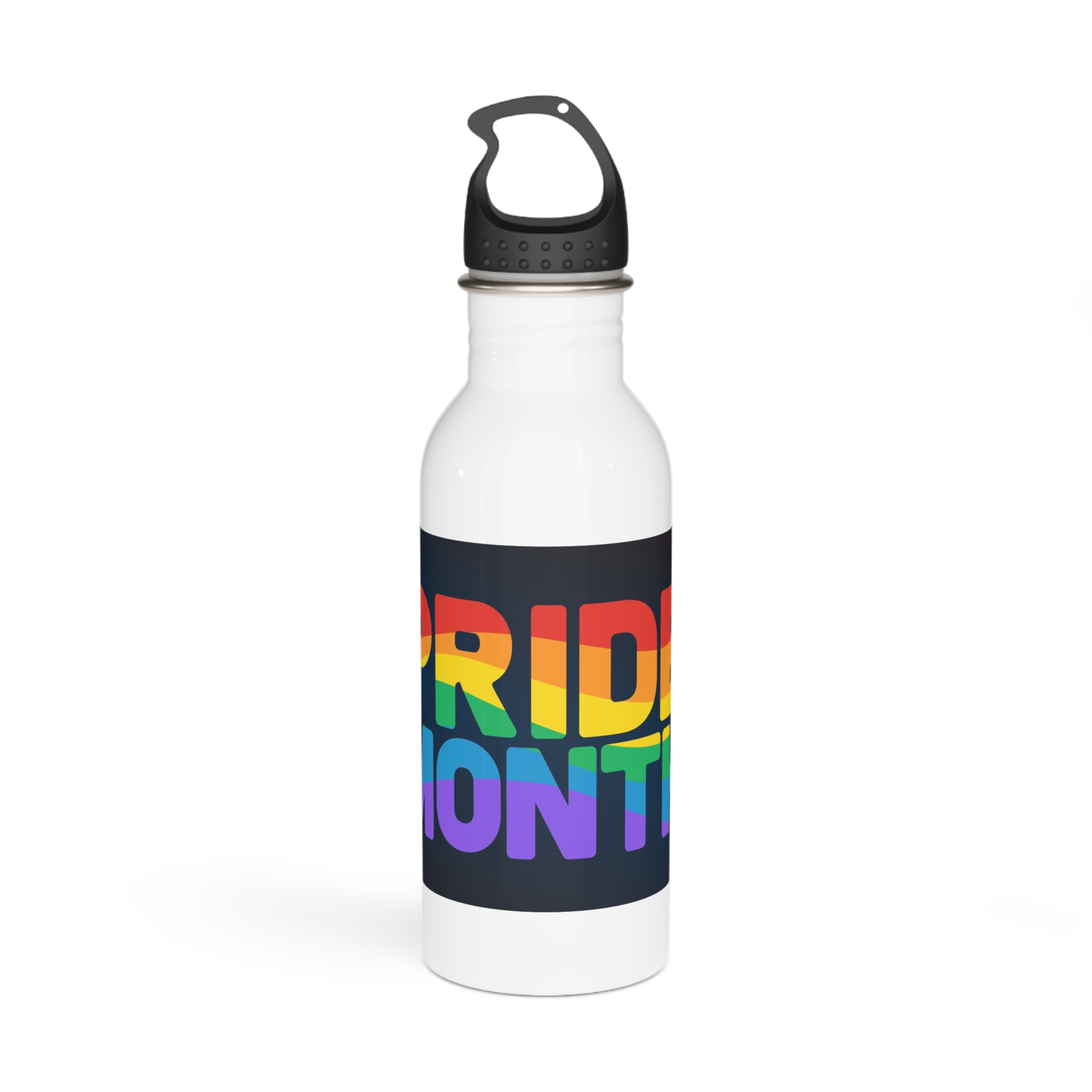Lgbt Pride Rainbow Flag Lettering Banner Poster Social Media Pride Calligraphy With Stainless Steel Water Bottle