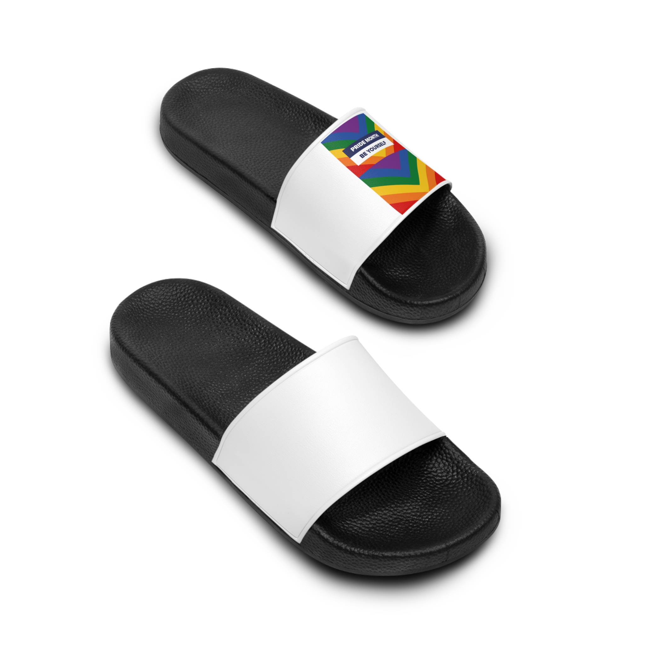 Lgbt Pride Month June Lesbian Gay Bisexual Transgender Lgbtq Flag Rainbow Vector(1)2 Mens Slide Sandals - Image 4
