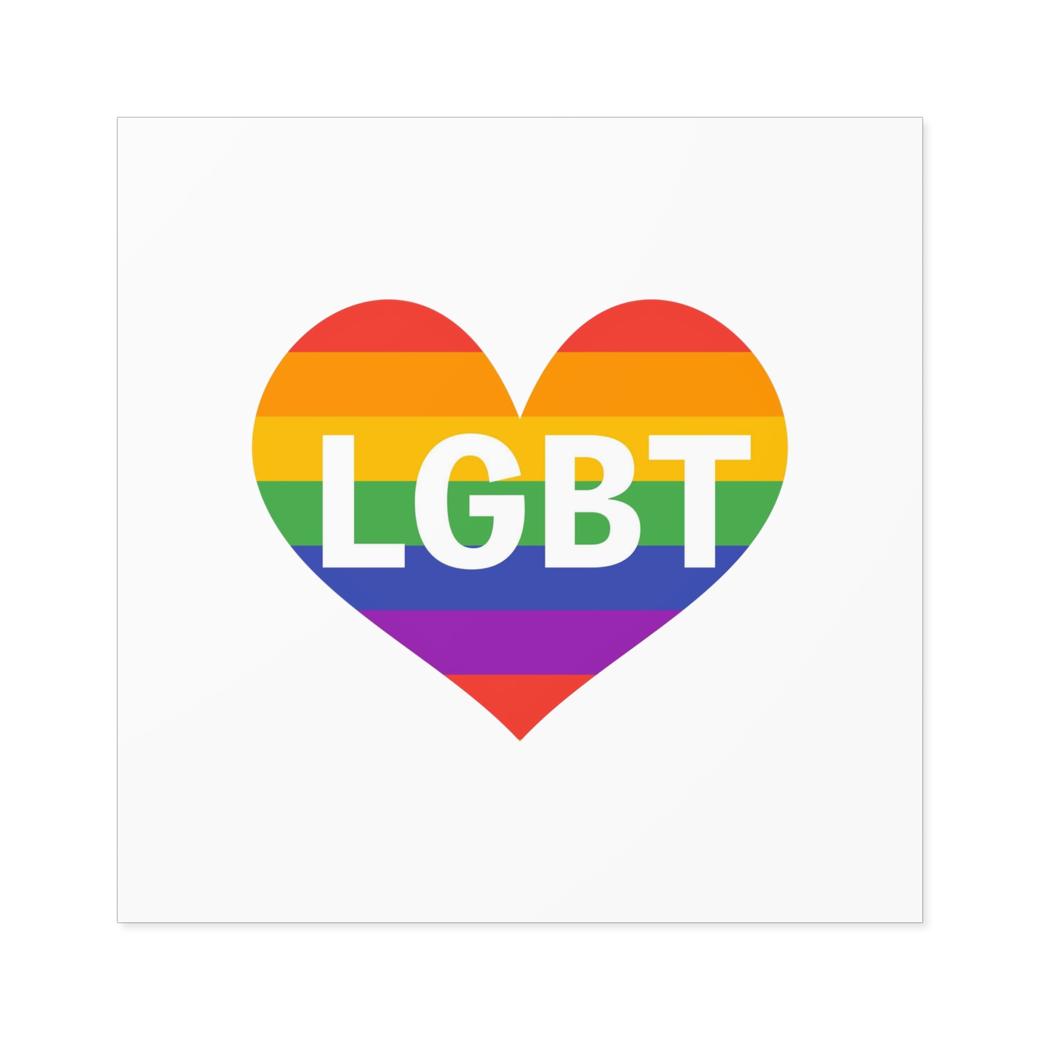 Lgbt Rainbow Colors Heart Mark Lgbt Letters Laminate Stickers Square - Image 41