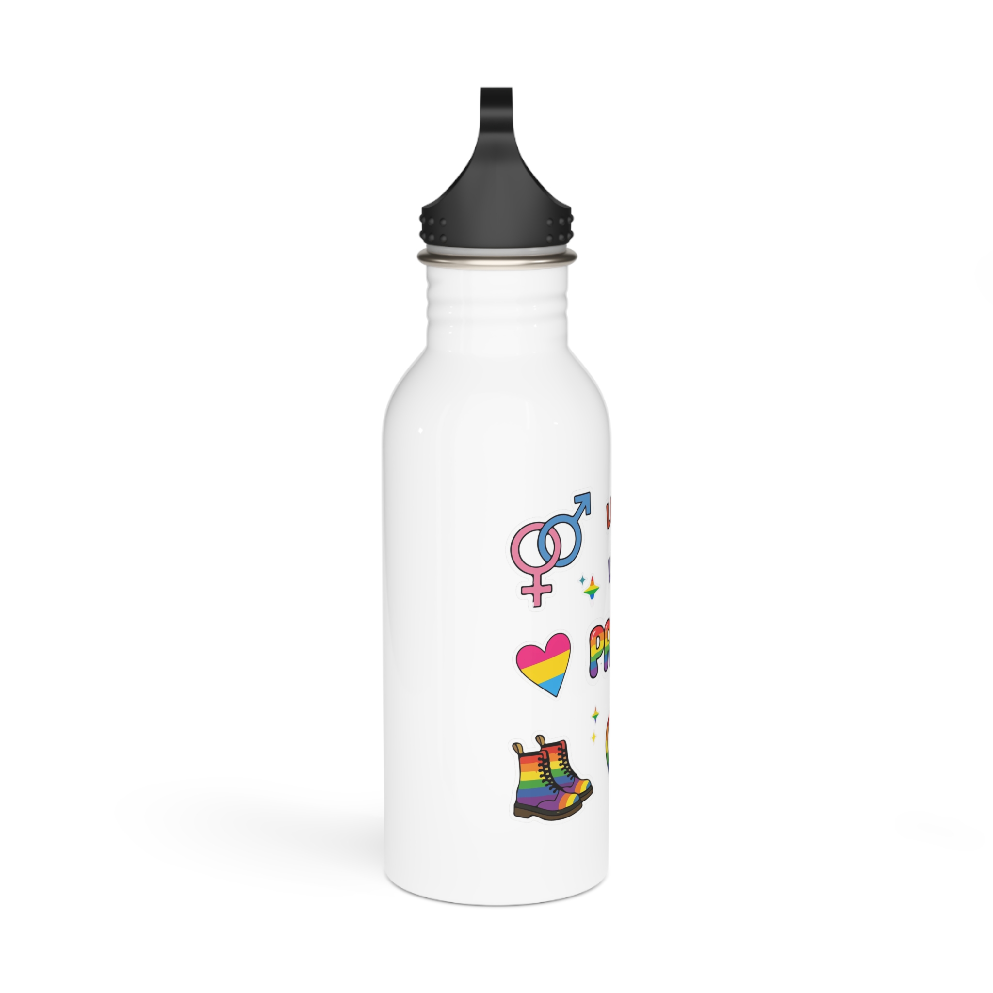 Pride Stickers Doodle Set Colorful Lgbtq Hand Drawn Icons Pack Stainless Steel Water Bottle - Image 2