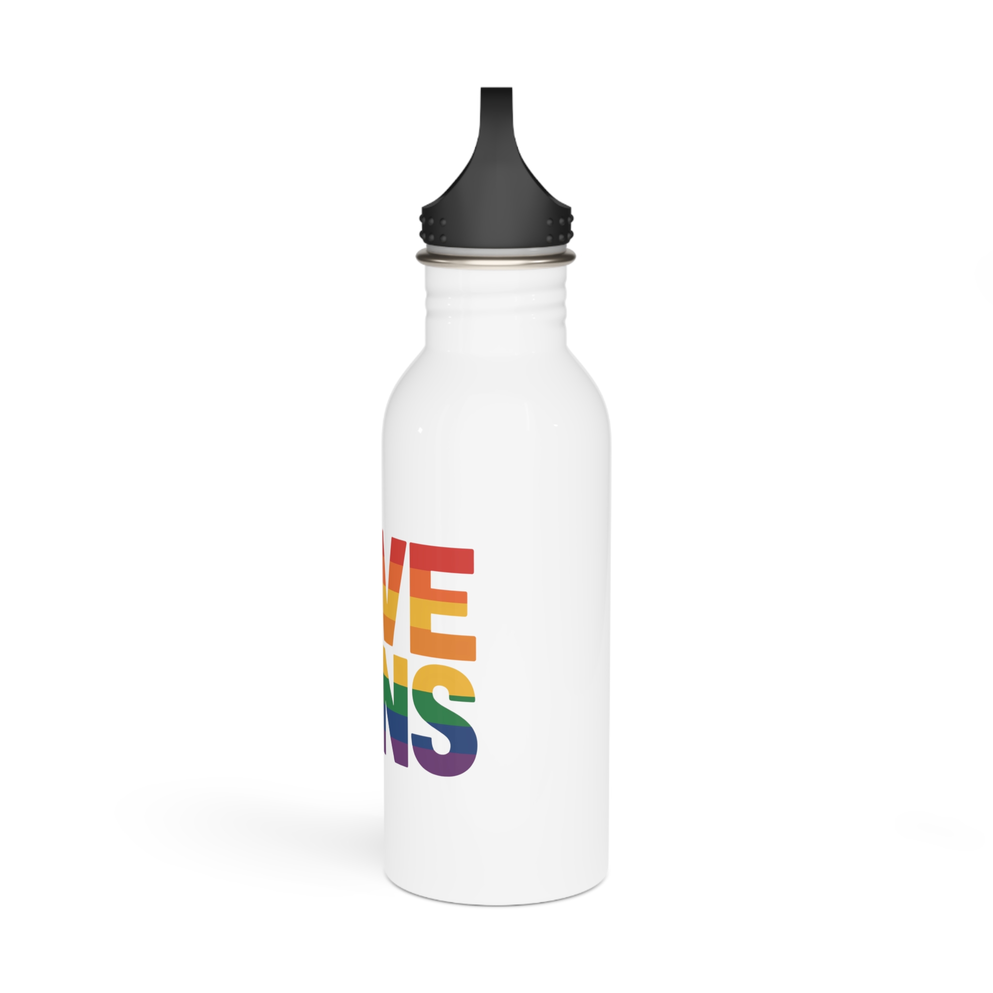 Love Wins Rainbow Pride Message Stainless Steel Water Bottle - Image 4