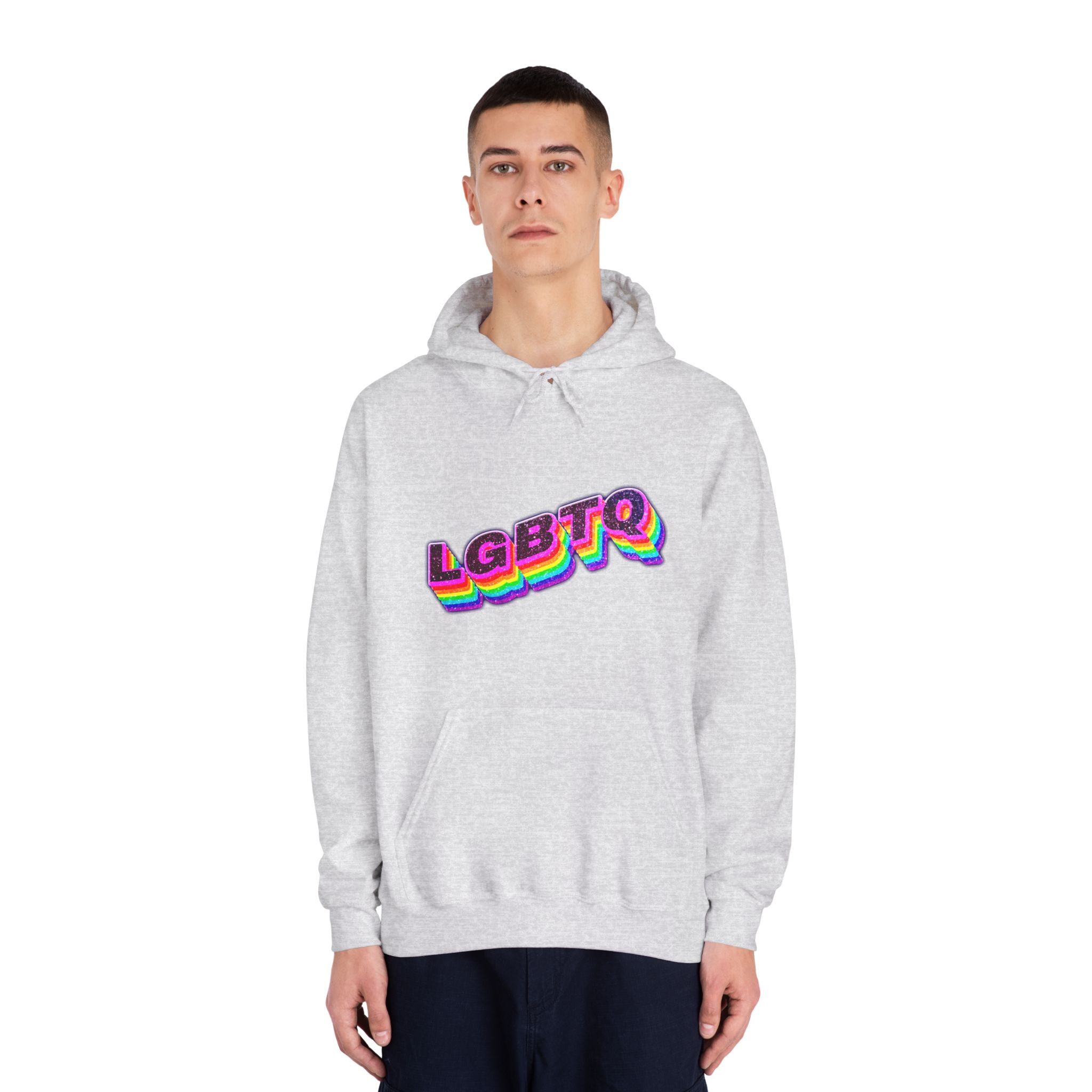 Lgbtq Rainbow 3d Png Typography Unisex Dryblend Hooded Sweatshirt - Image 7