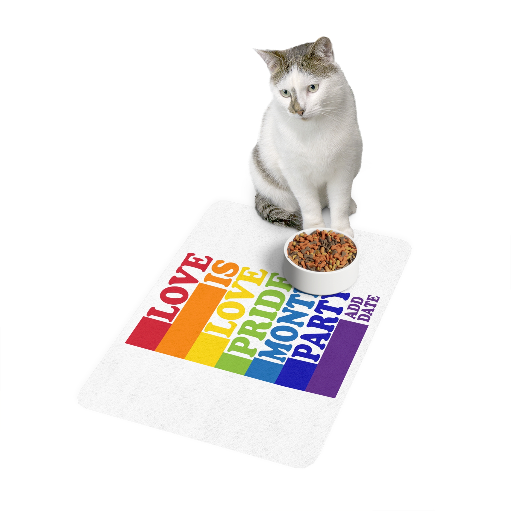 Love Is Love Pride Month Party Poster Flyer Social Media Post Design Pet Food Mat 12x18 - Image 3