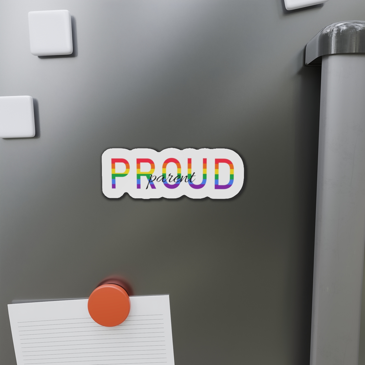 Proud Parent Letering Rainbow Colors Lgbt Flag Lgbt Parents Community Support Die Cut Magnets - Image 14