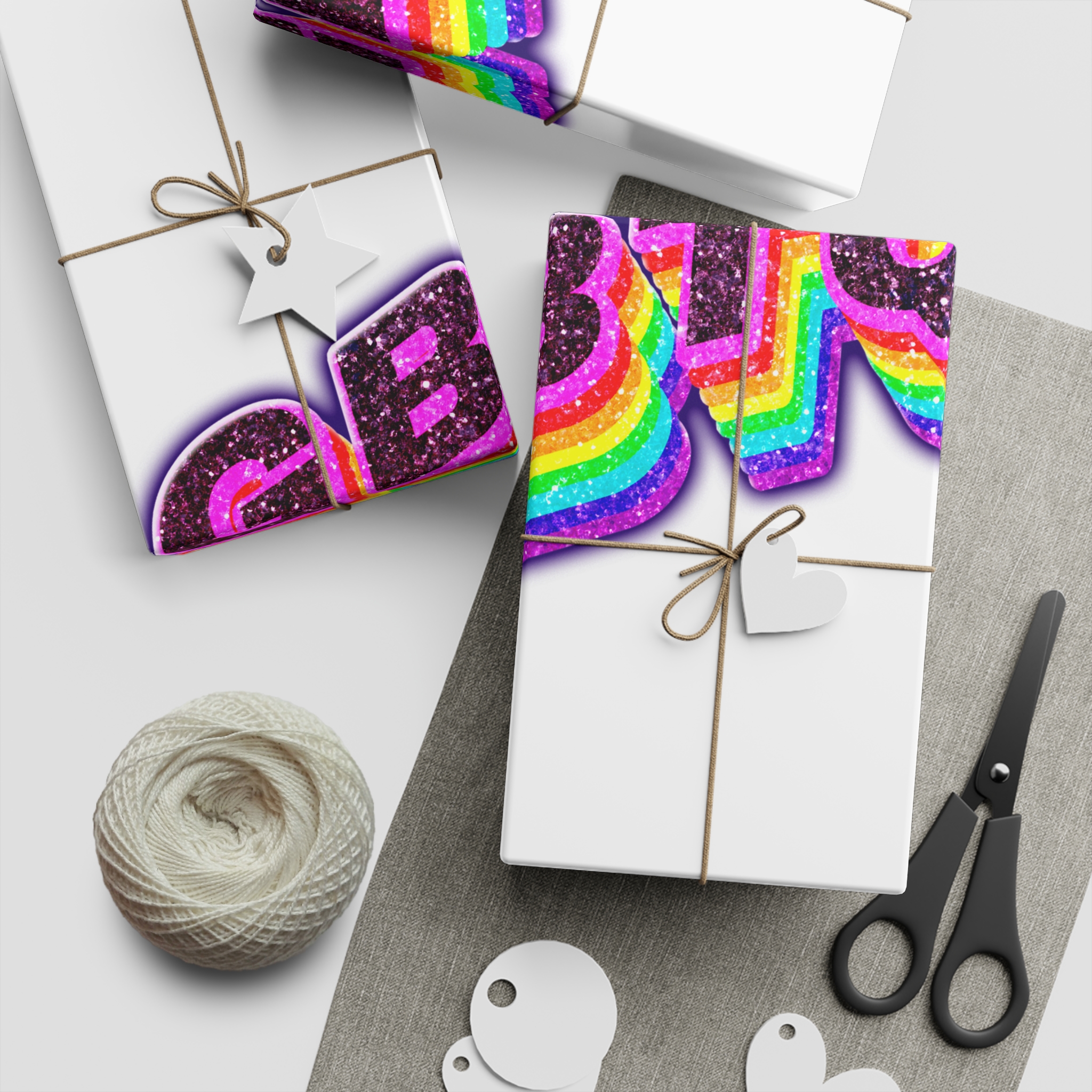 Lgbtq Rainbow 3d Png Typography Gift Wrapping Paper Sheets 1pc - Image 2