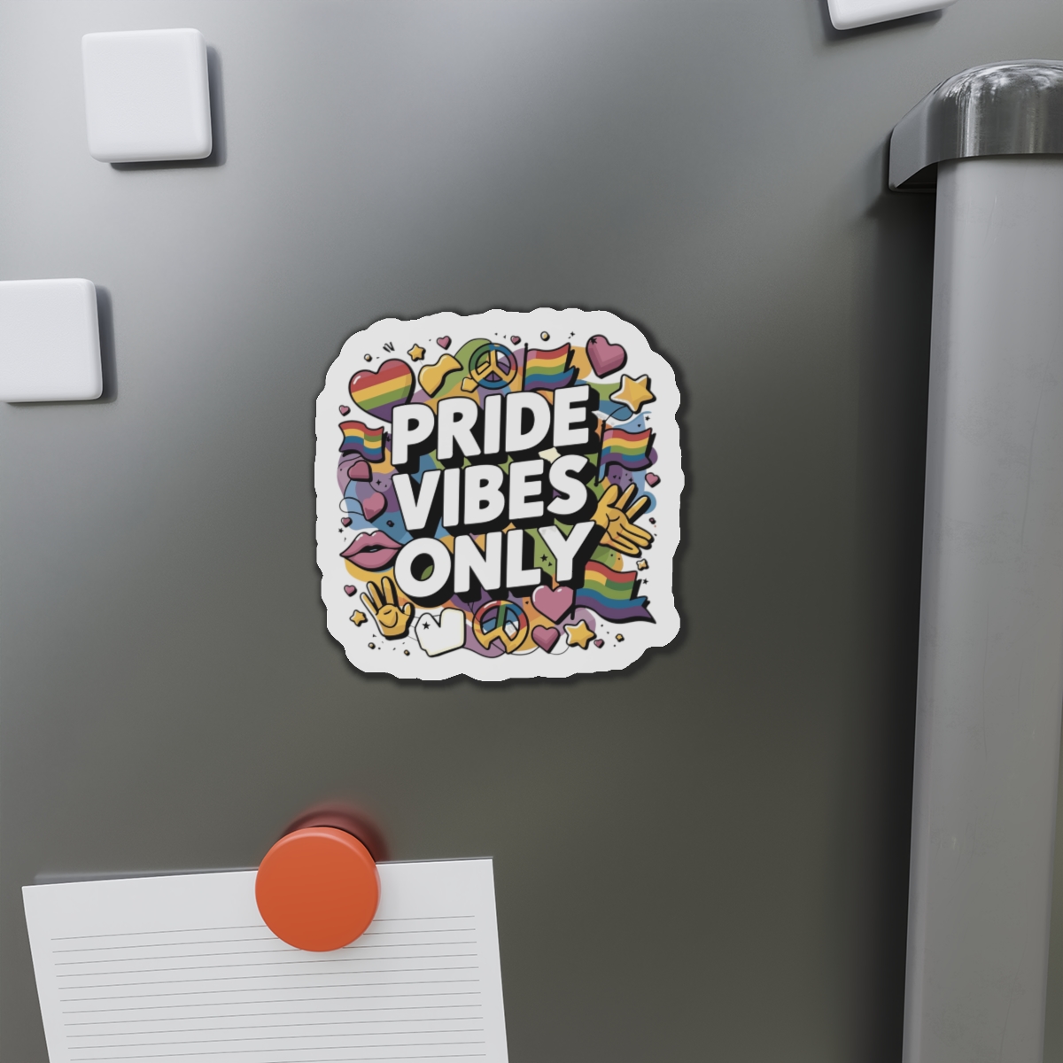 Pride Vibes Only T Shirt Design Isolated White Background Die Cut Magnets - Image 11