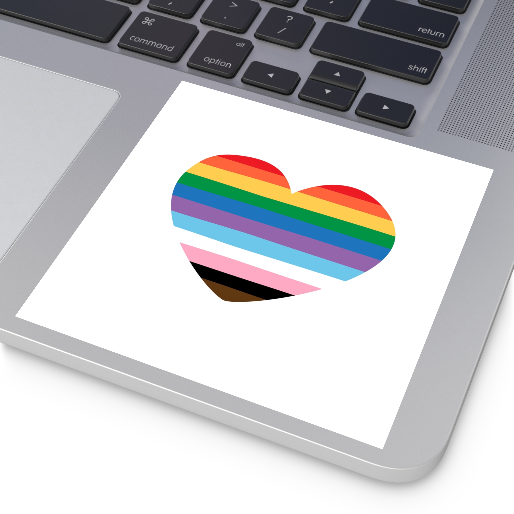 Inclusive Progress Pride Heart Symbol Laminate Stickers Square - Image 43