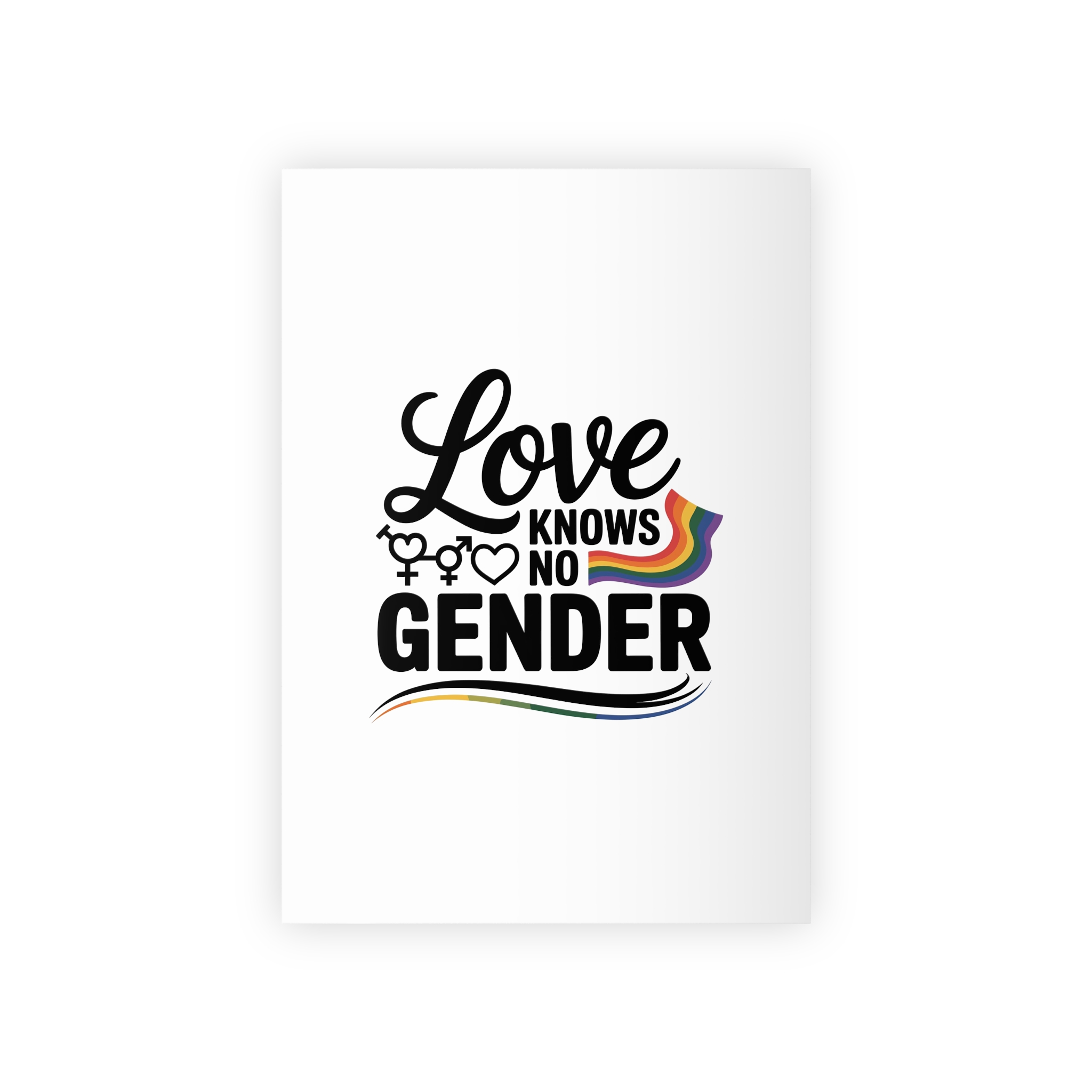 Love Knows No Gender T Shirt Design Isolated White Background Gift Wrapping Paper Rolls 1pc
