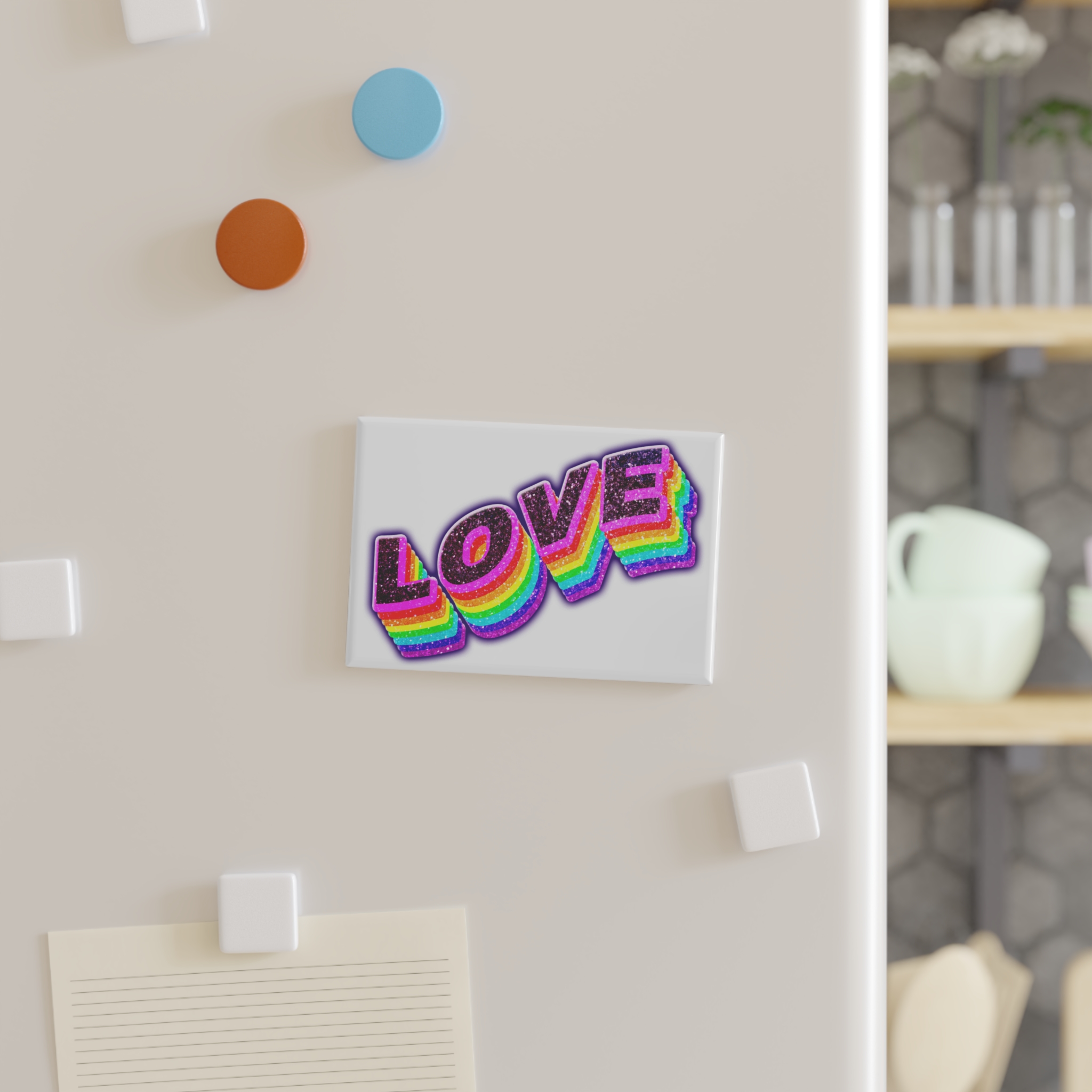 Love Png Word Rainbow Typography Button Magnet Rectangle 1 And 10 Pcs - Image 7