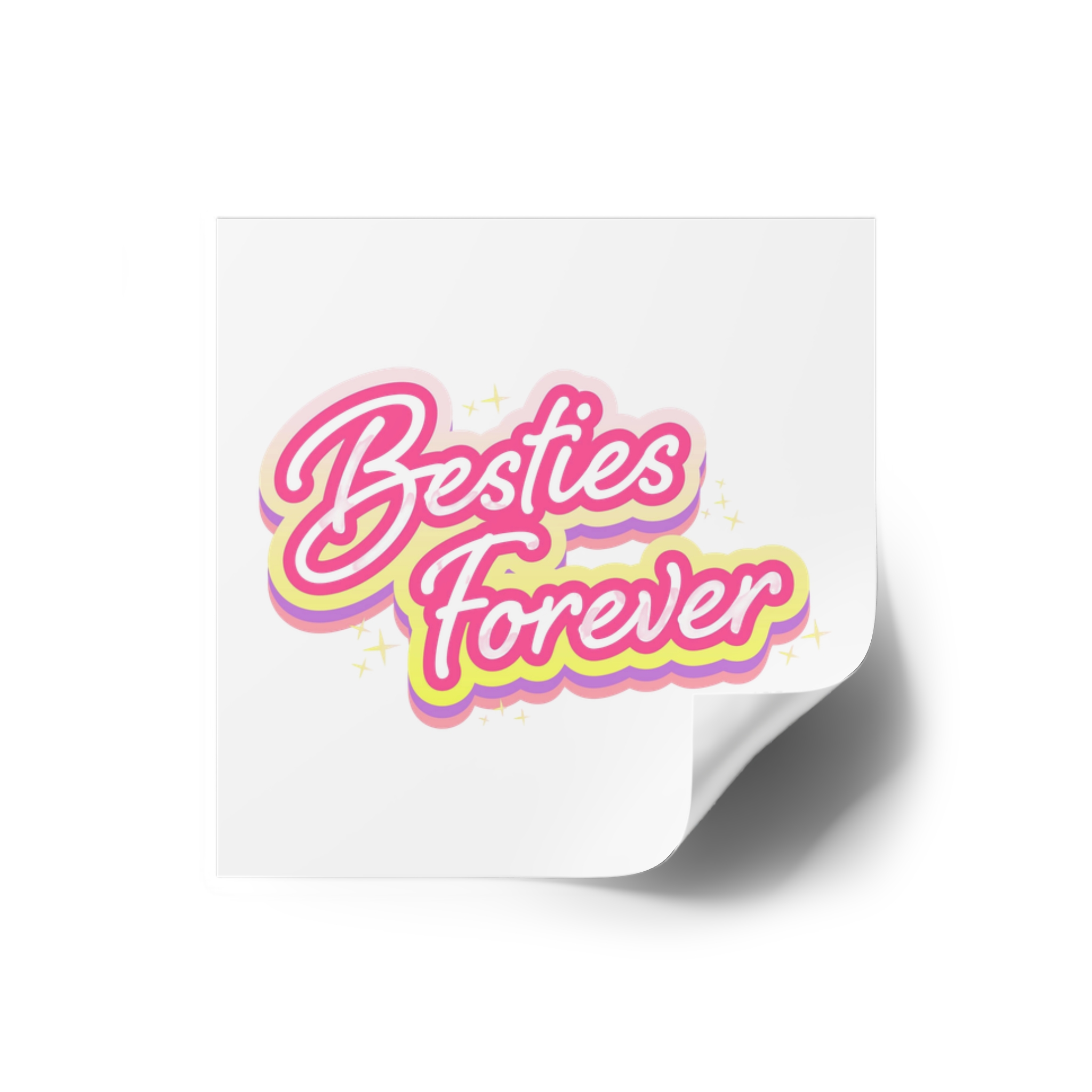 Pink Besties Forever Lettering Logo Laminate Stickers Square - Image 2