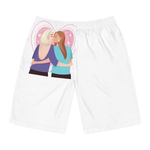 Lesbian Couple Kiss Flat Design Style Mens Board Shorts Aop