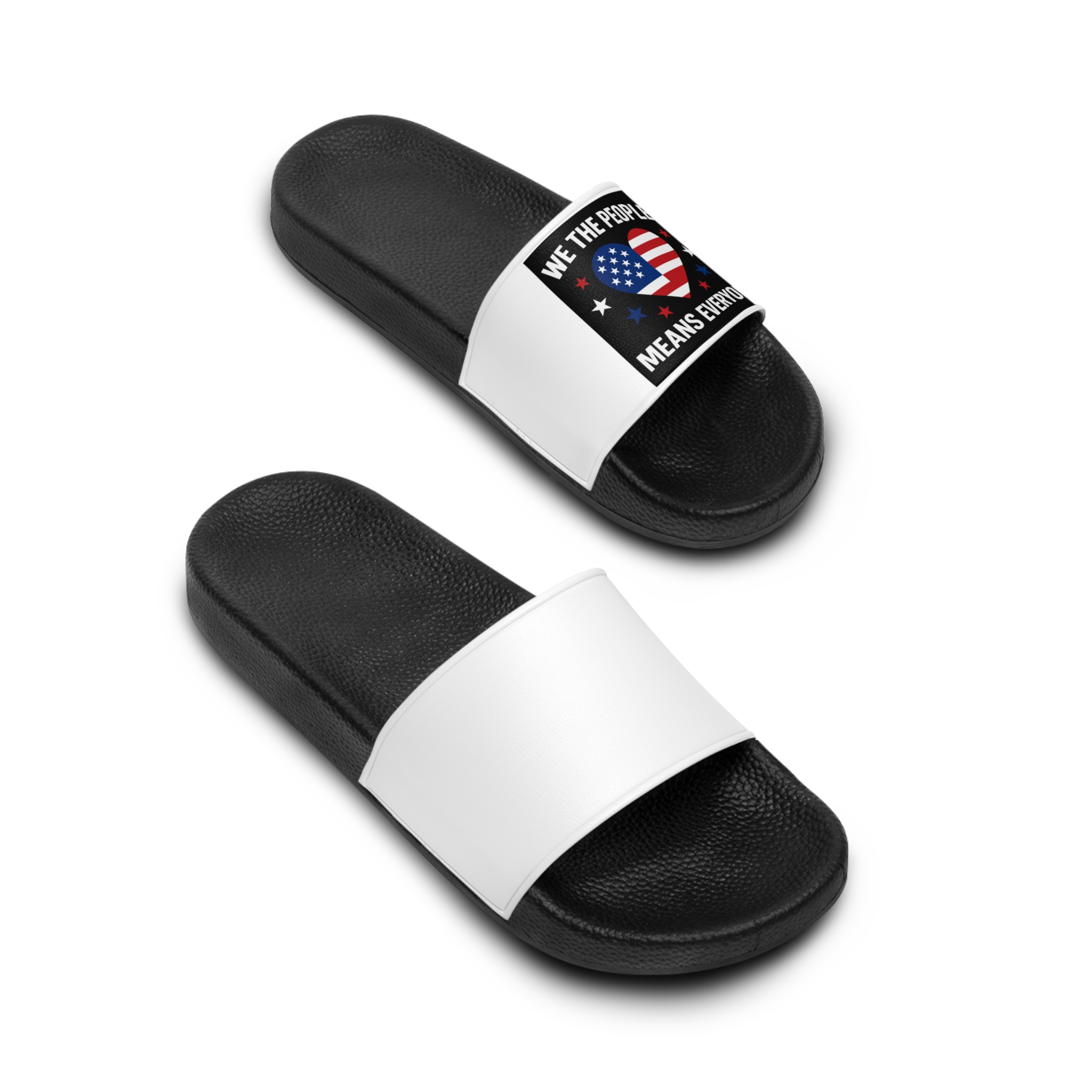 Womens We People Means Everyone American Flag Equal Rights Gift Vneck Mens Slide Sandals - Image 4