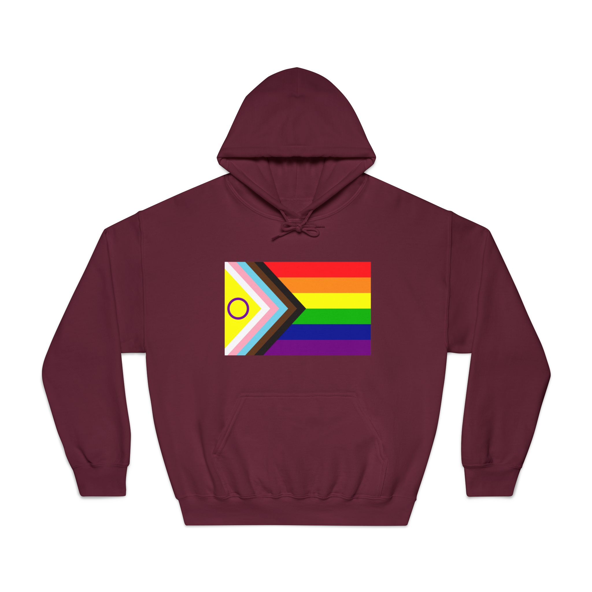 Lgbtq Pride Flag New Lgbtq Pride Flag Vector Updated Intersex Inclusive Progress Pride Flag Unisex Dryblend Hooded Sweatshirt - Image 17