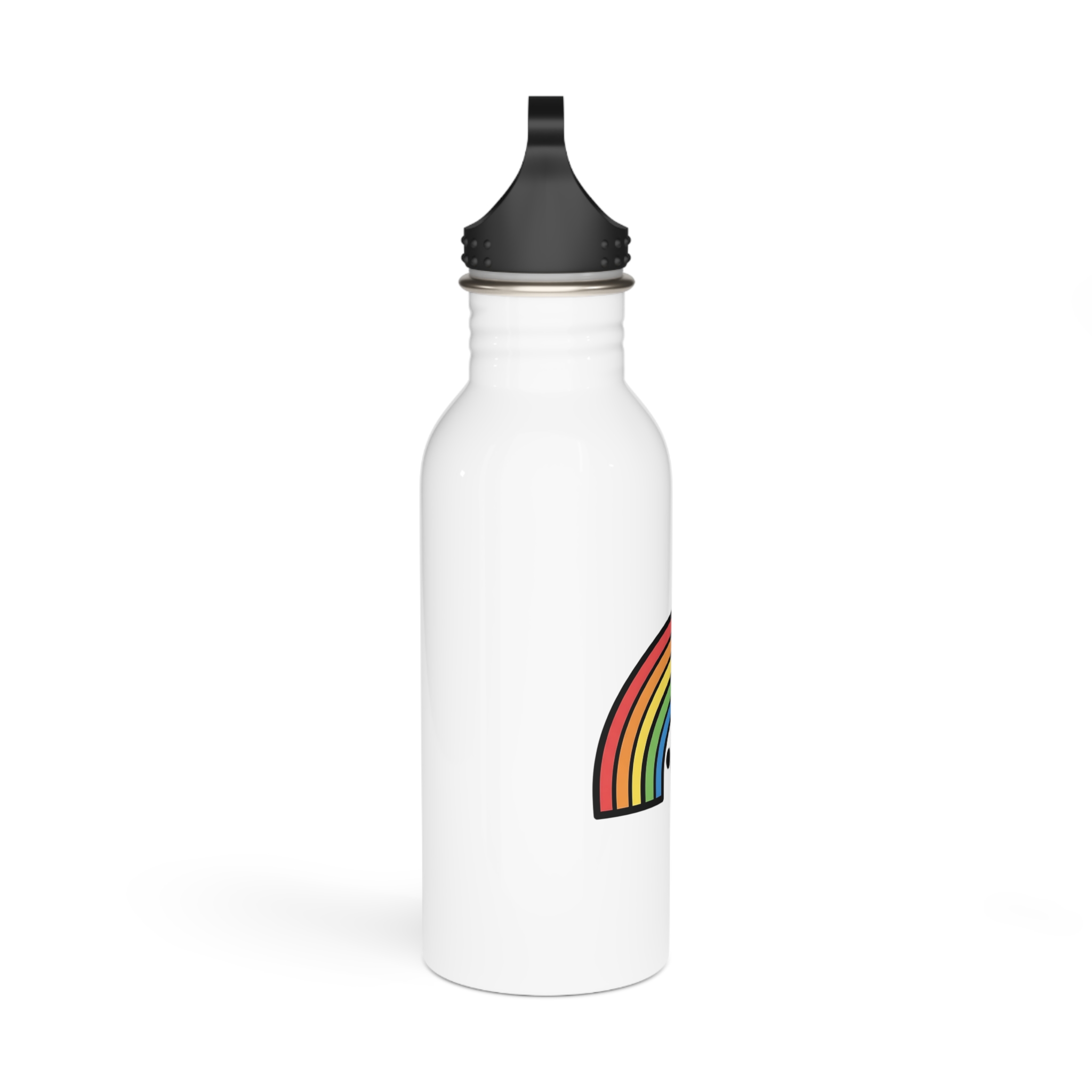 Colorful Rainbow Smiling Face Cartoon Illustration Stainless Steel Water Bottle - Image 2