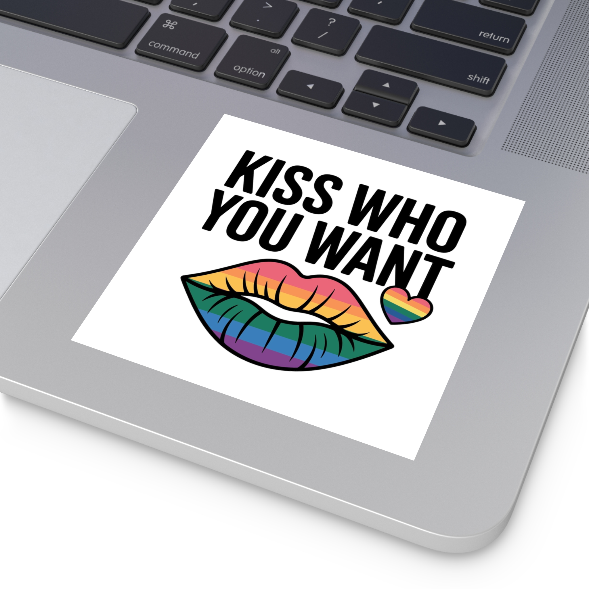 Kiss Who You Want T Shirt Design Isolated White Background Laminate Stickers Square - Image 19