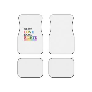Same Love Same Rights Lgbtq Pride Month Quote Typographic Art With Rainbow Flag White Background Car Mats Set Of 4