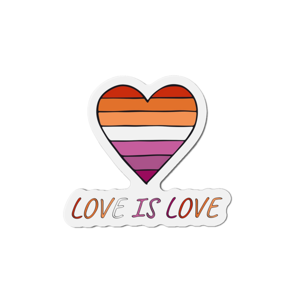 Colorful Heart Shape Lesbian Pride Flag Happy Pride Day Lgbtqia Community Pride Month Vector Hand Drawn Doodle Posters Stickers Logo Cards(1) Die Cut Magnets - Image 7