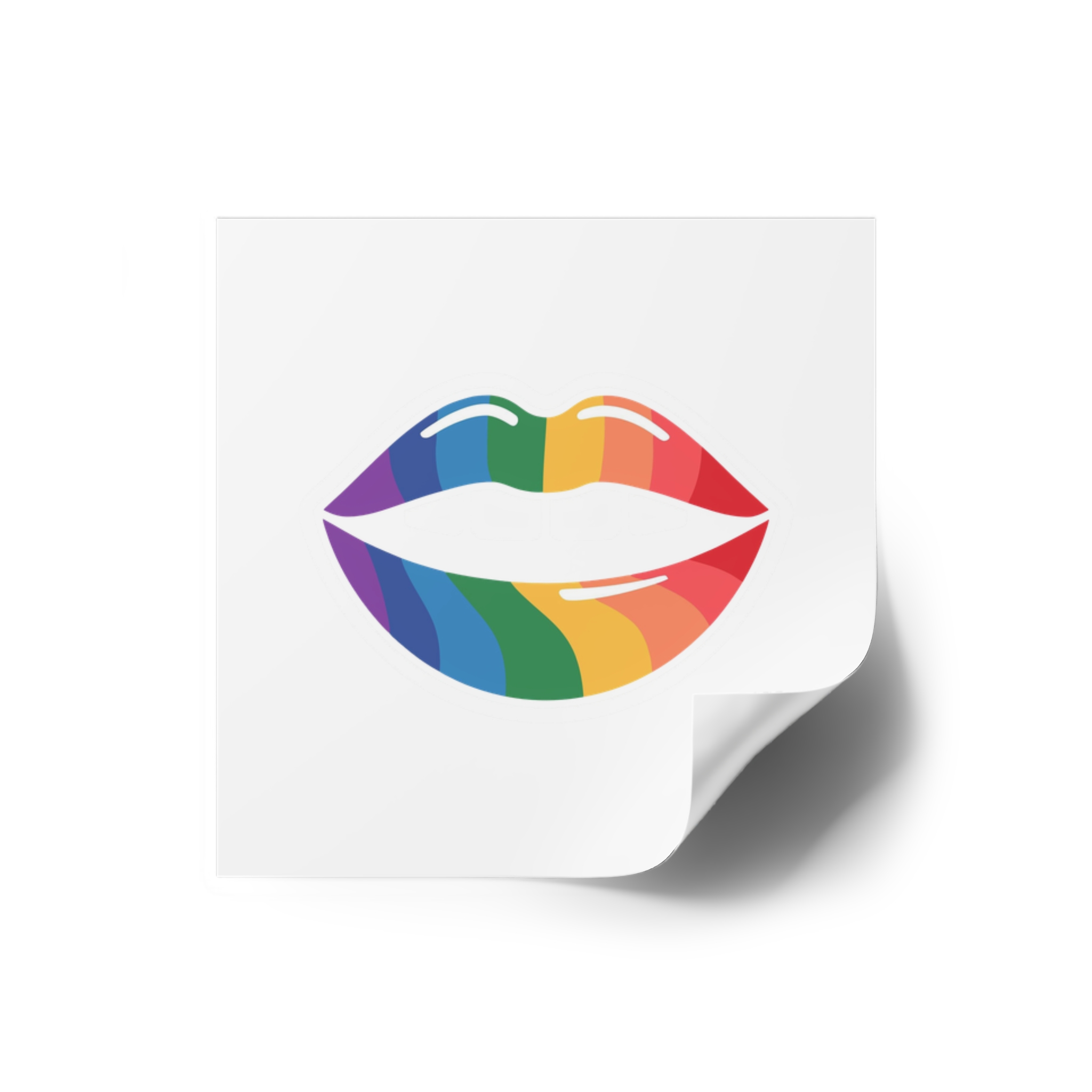 Rainbow Lips Illustration Laminate Stickers Square - Image 2