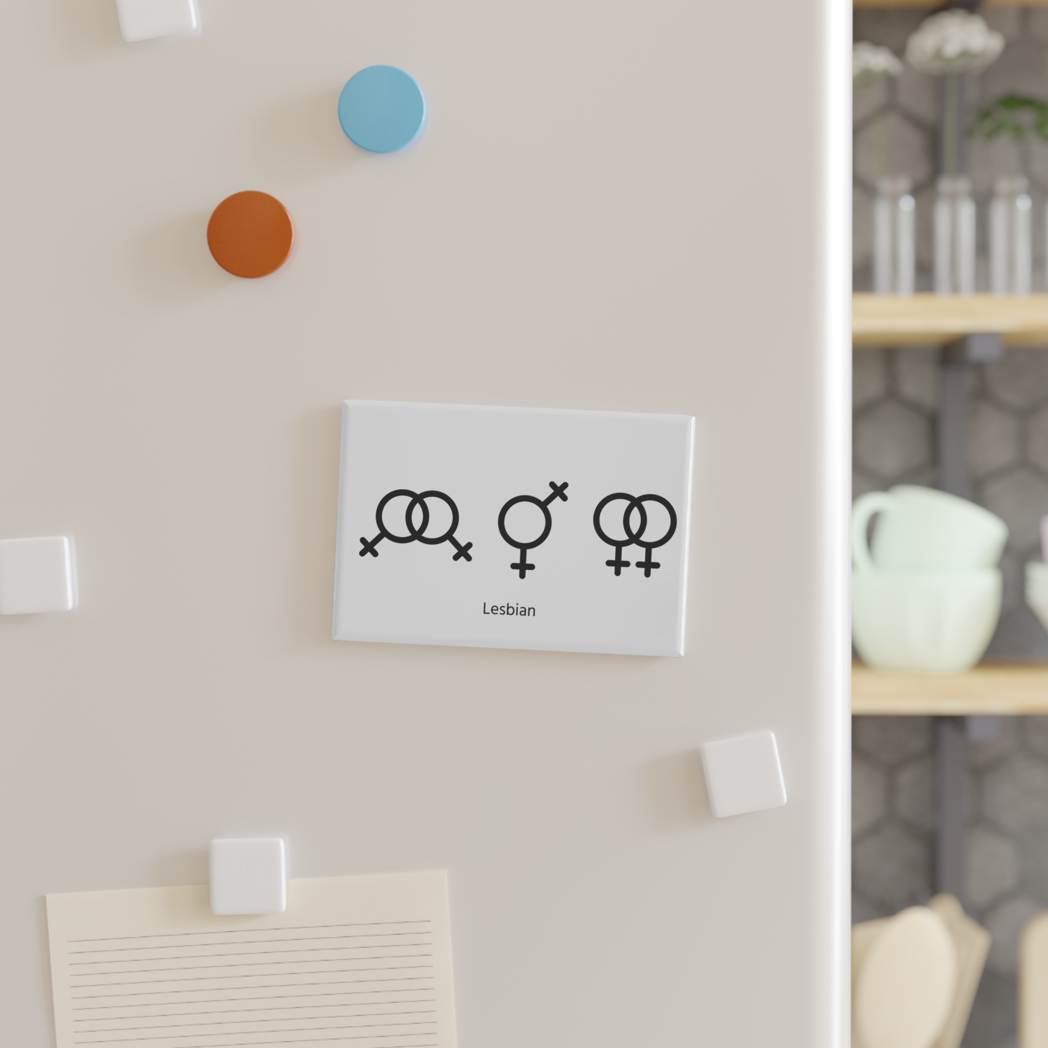Lesbian Gender Symbols Orientation Signs Vector Illustration Button Magnet Rectangle 1 And 10 Pcs - Image 3